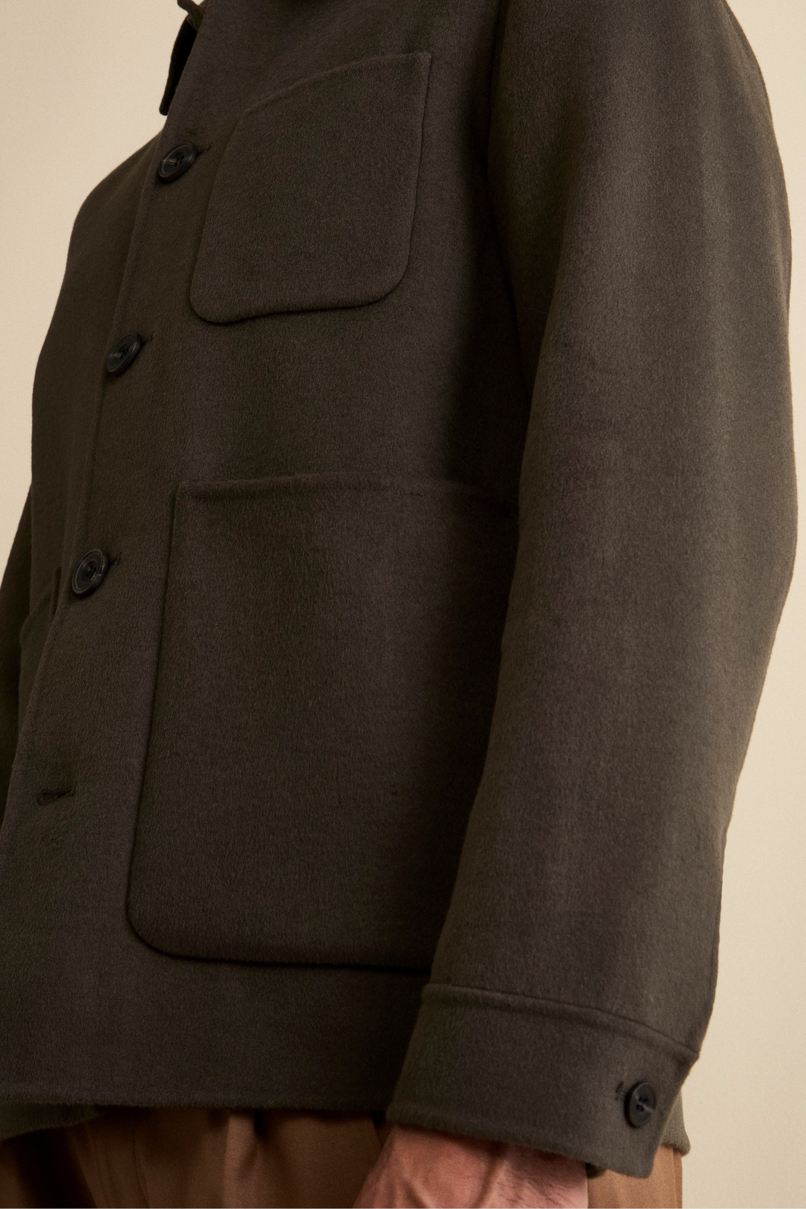 Giacca Camicia in Misto Lana - GRIGIO SCURO