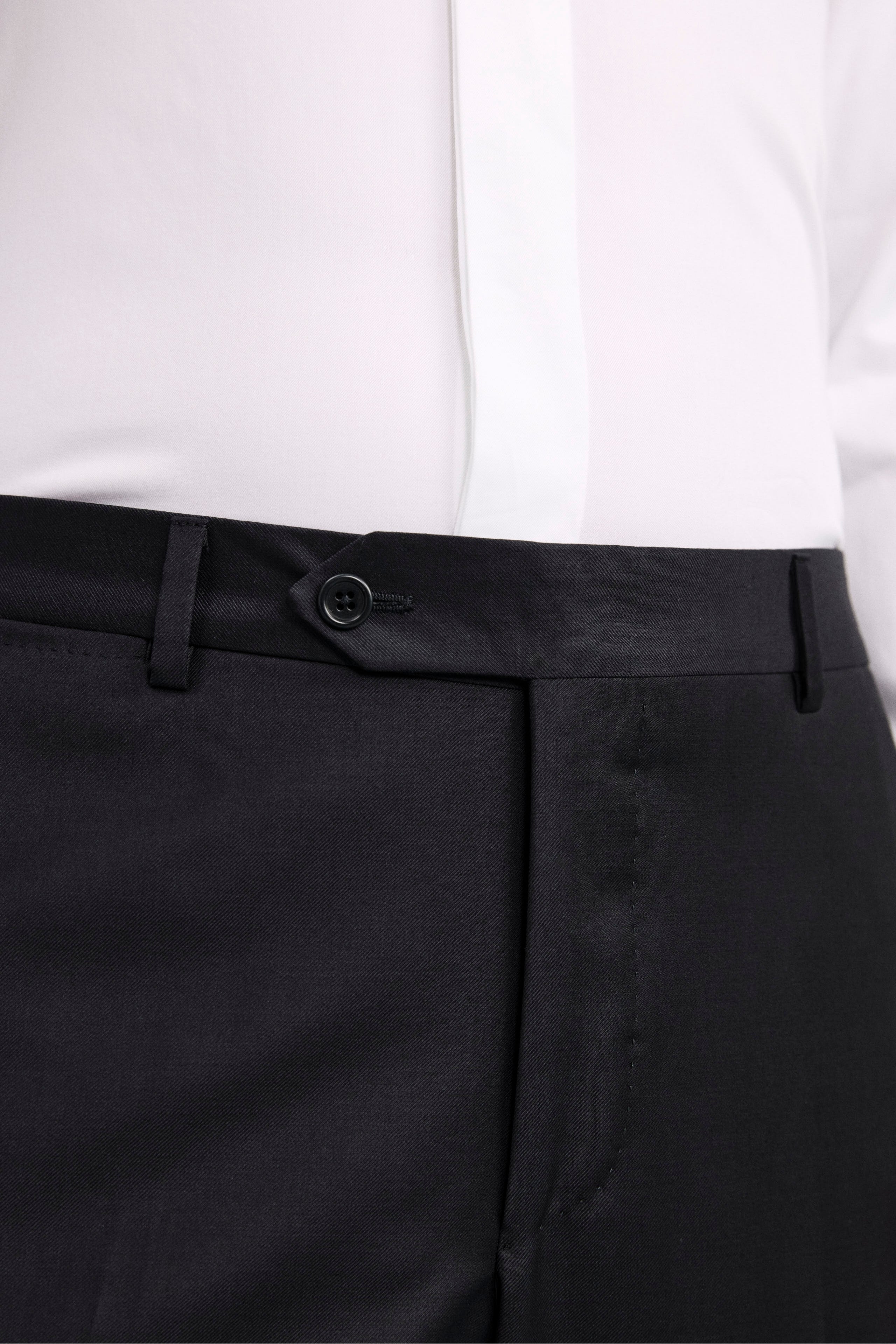 Smoking in Lana Vergine con Revers in Raso - BLU