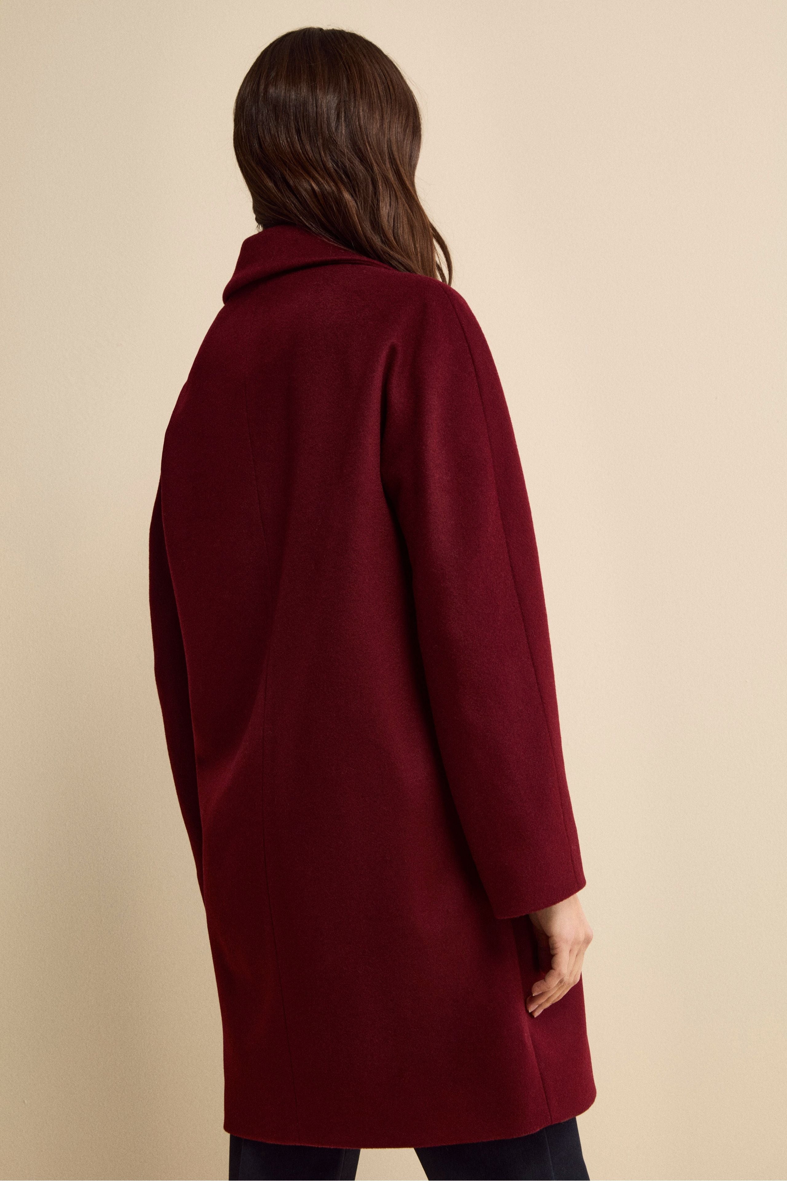 Cappotto Midi Doppiopetto in Misto Lana e Cashmere - BORDEAUX