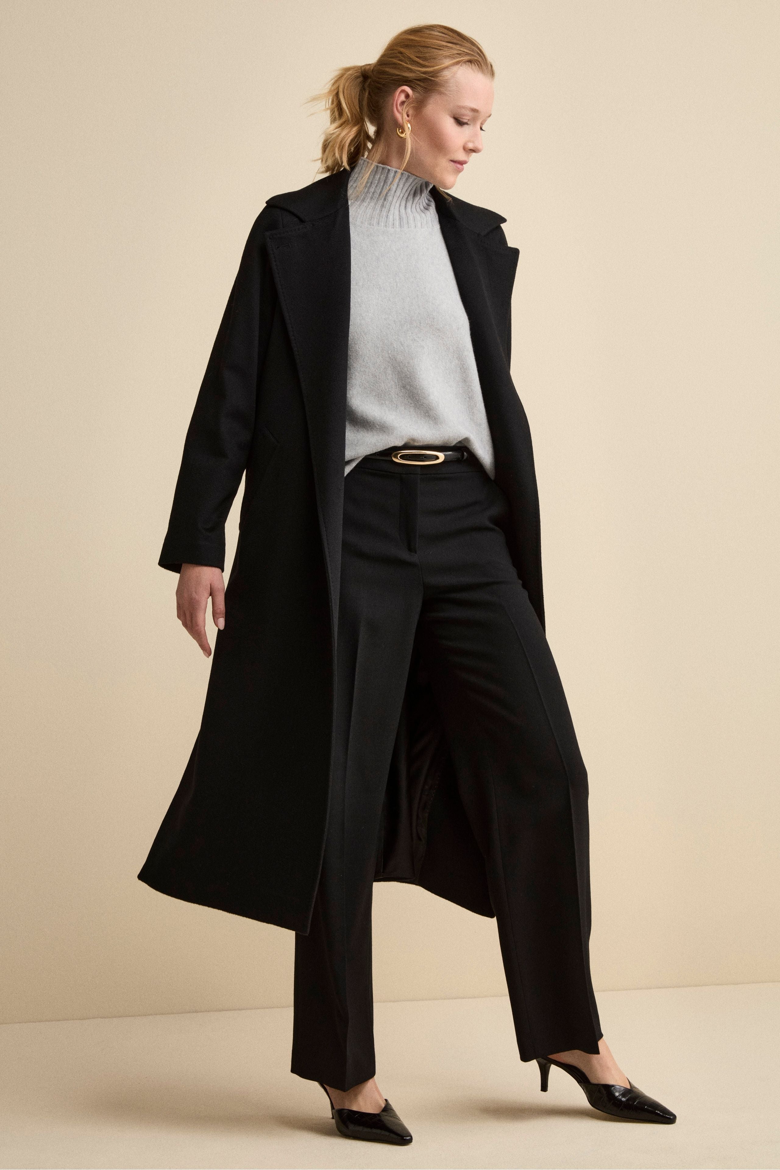 Cappotto Vestaglia Lungo in Cashmere - NERO