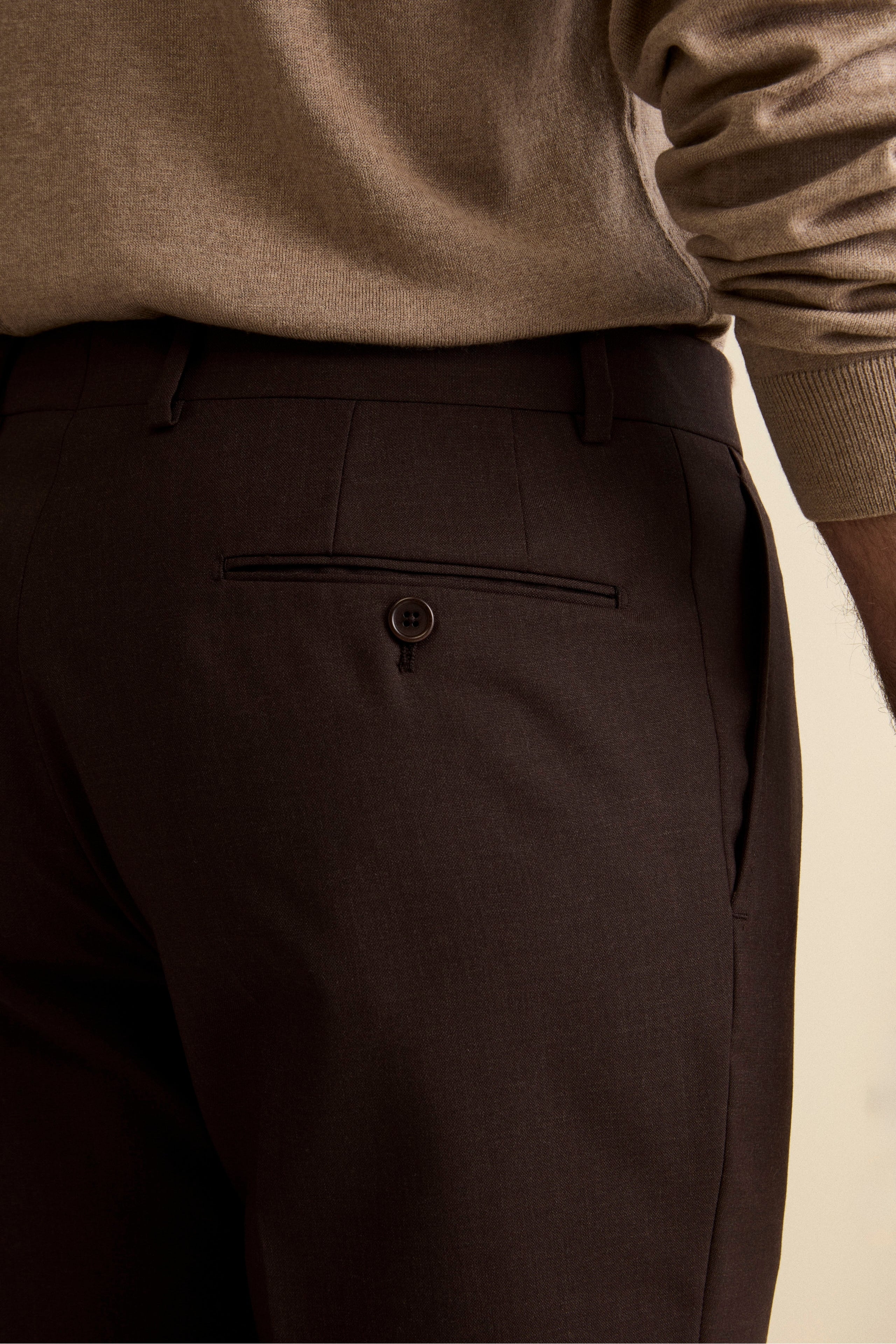 Abito Semifoderato Slim Fit in Lana Vergine - MARRONE