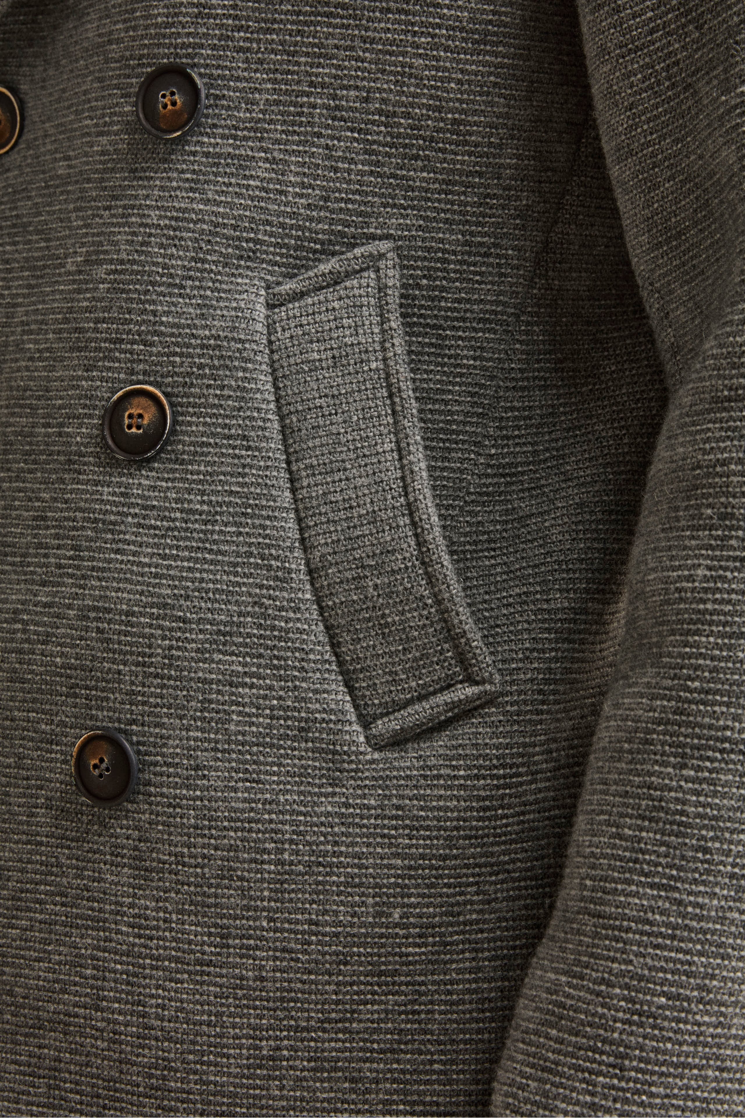 Peacoat Doppiopetto in Misto Lana con Pettorina - GRIGIO MELANGE