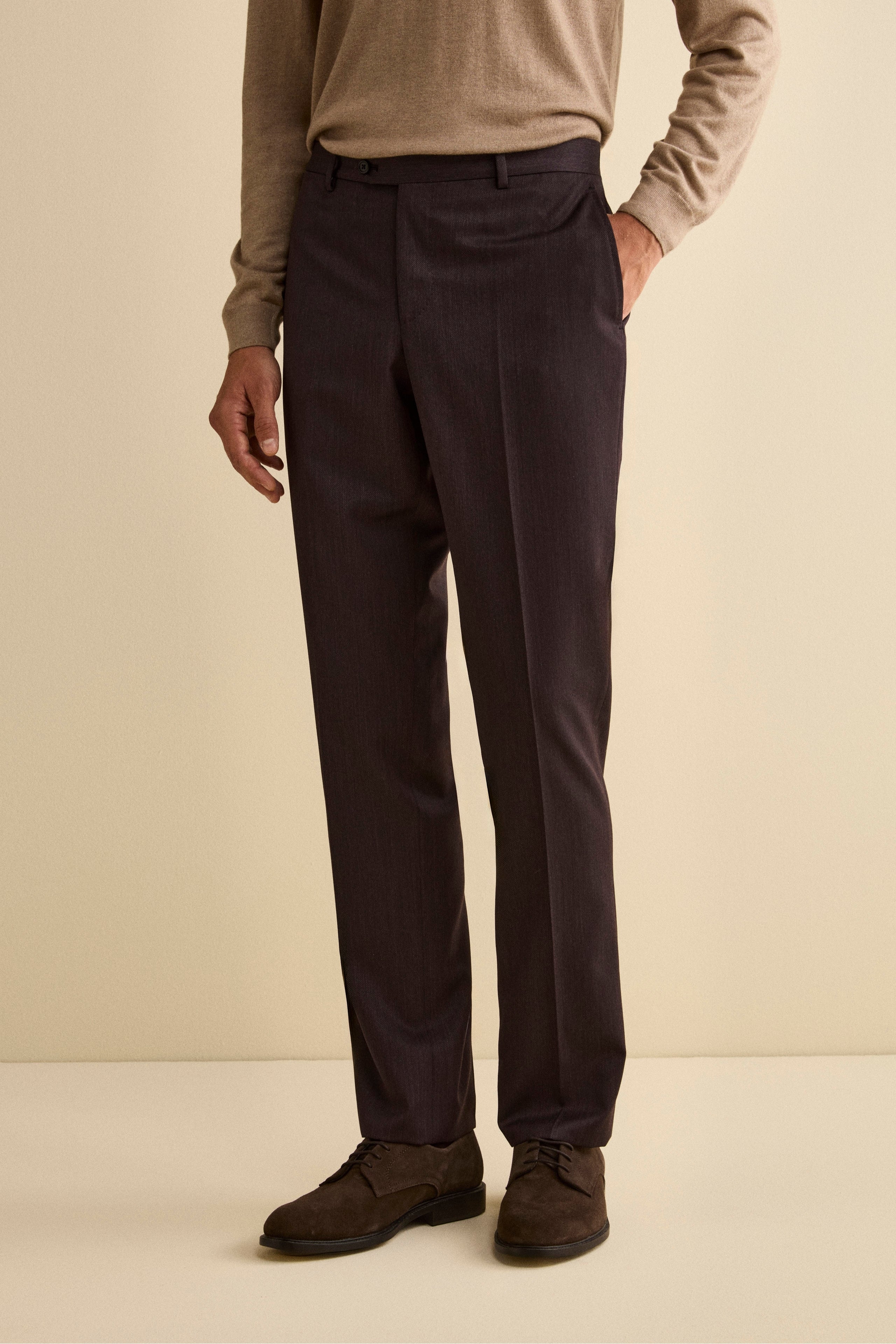 Abito Monopetto in Lana Vergine Regular Fit - MELANZANA