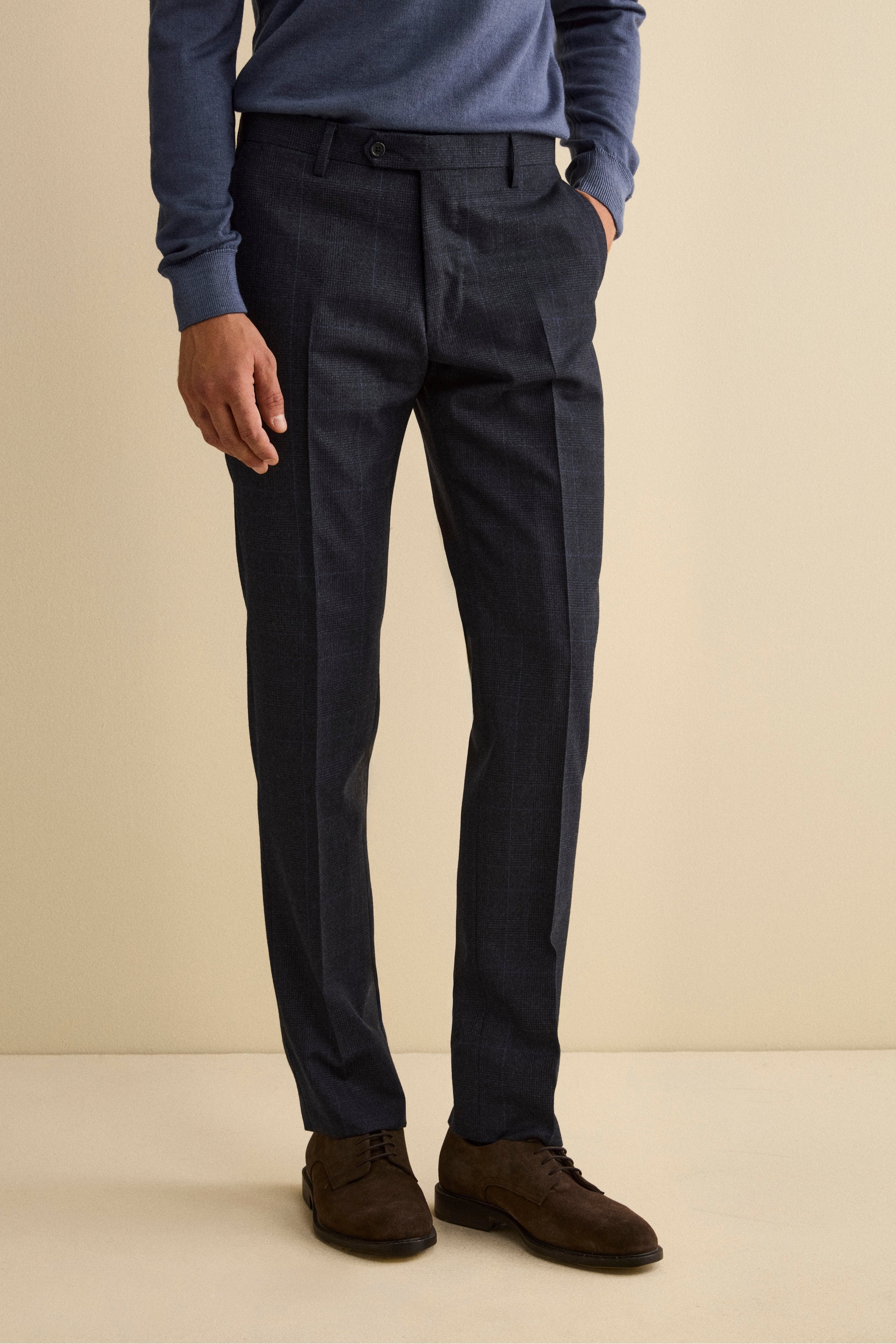 Abito Slim Fit in Lana Vergine con Revers Classico - GALLES BLU