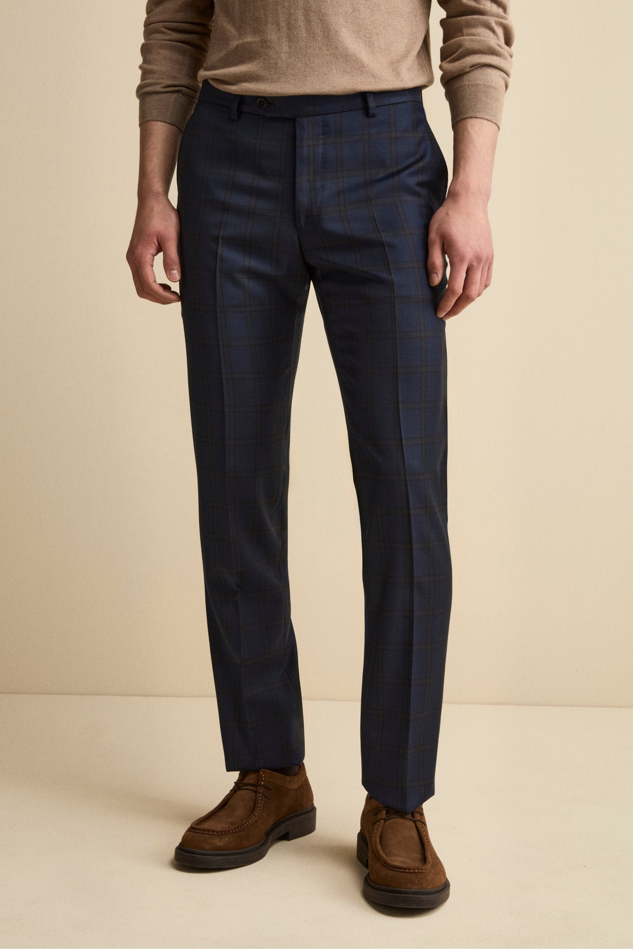 Abito Slim Fit Check Foderato in Lana Vergine - BLU QUADRI