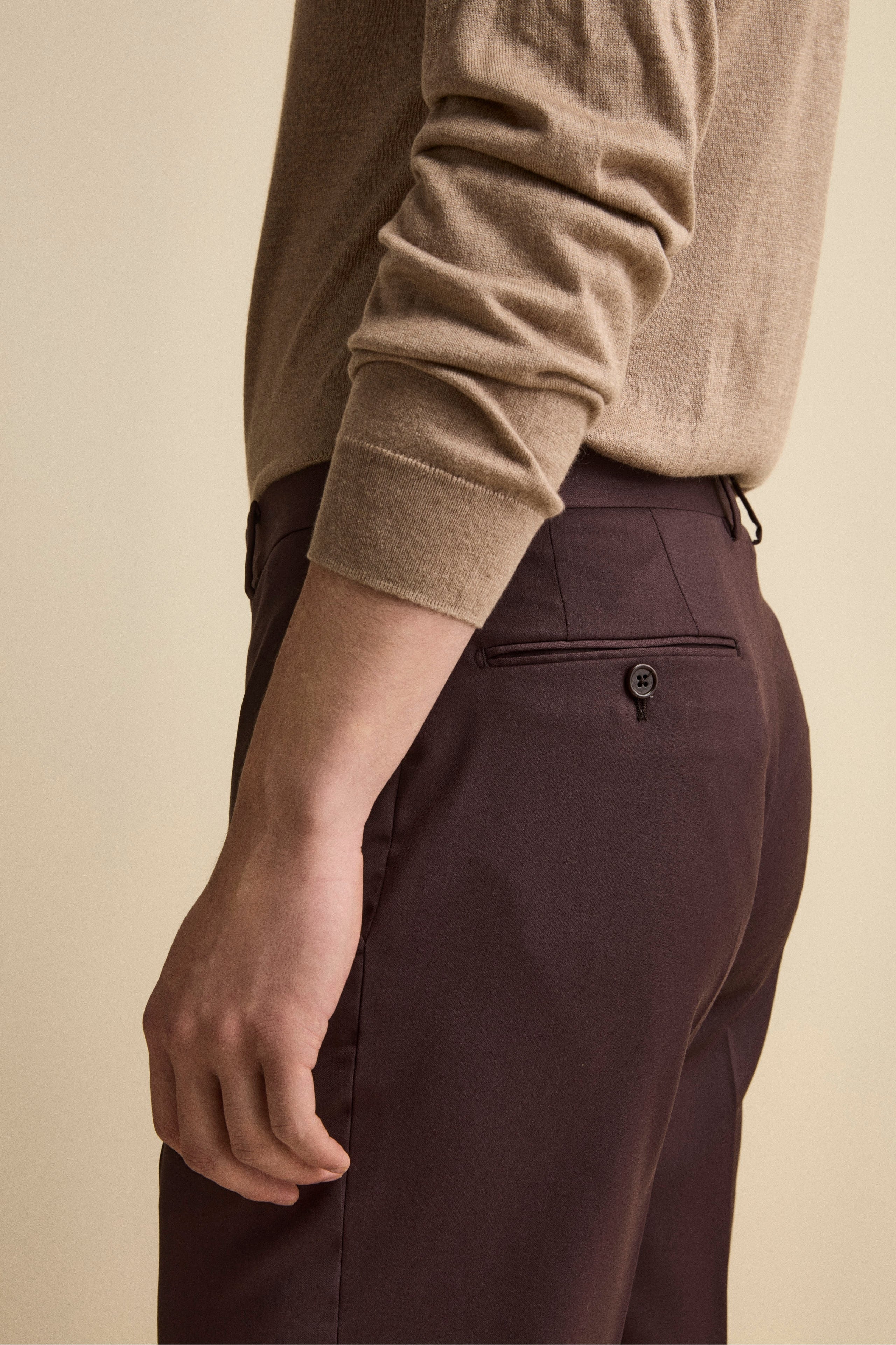 Abito Regular Monopetto in Lana Vergine con Revers Classico - BORDEAUX