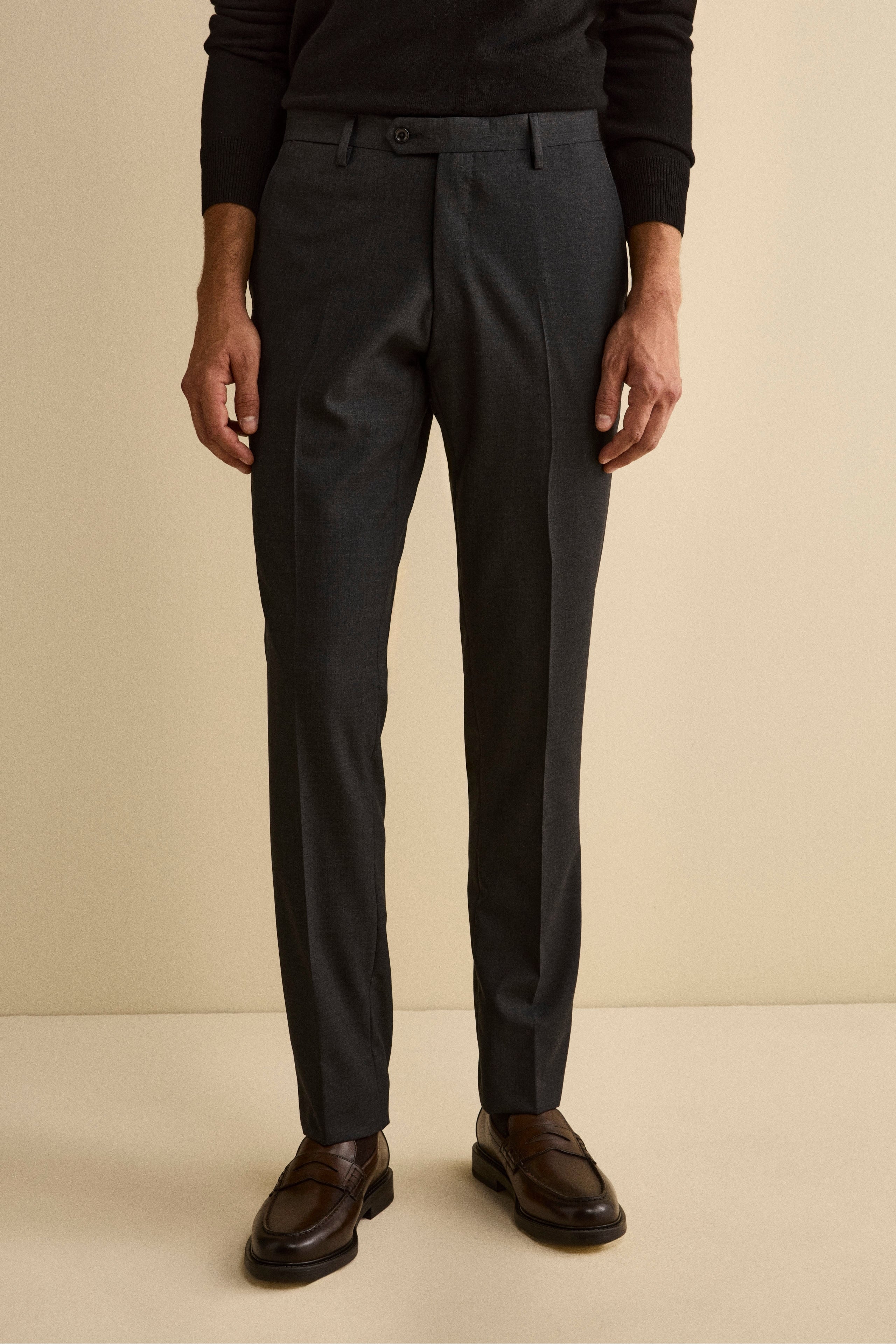 Abito Slim Fit Monopetto Revers a Lancia in Lana Vergine - ANTRACITE