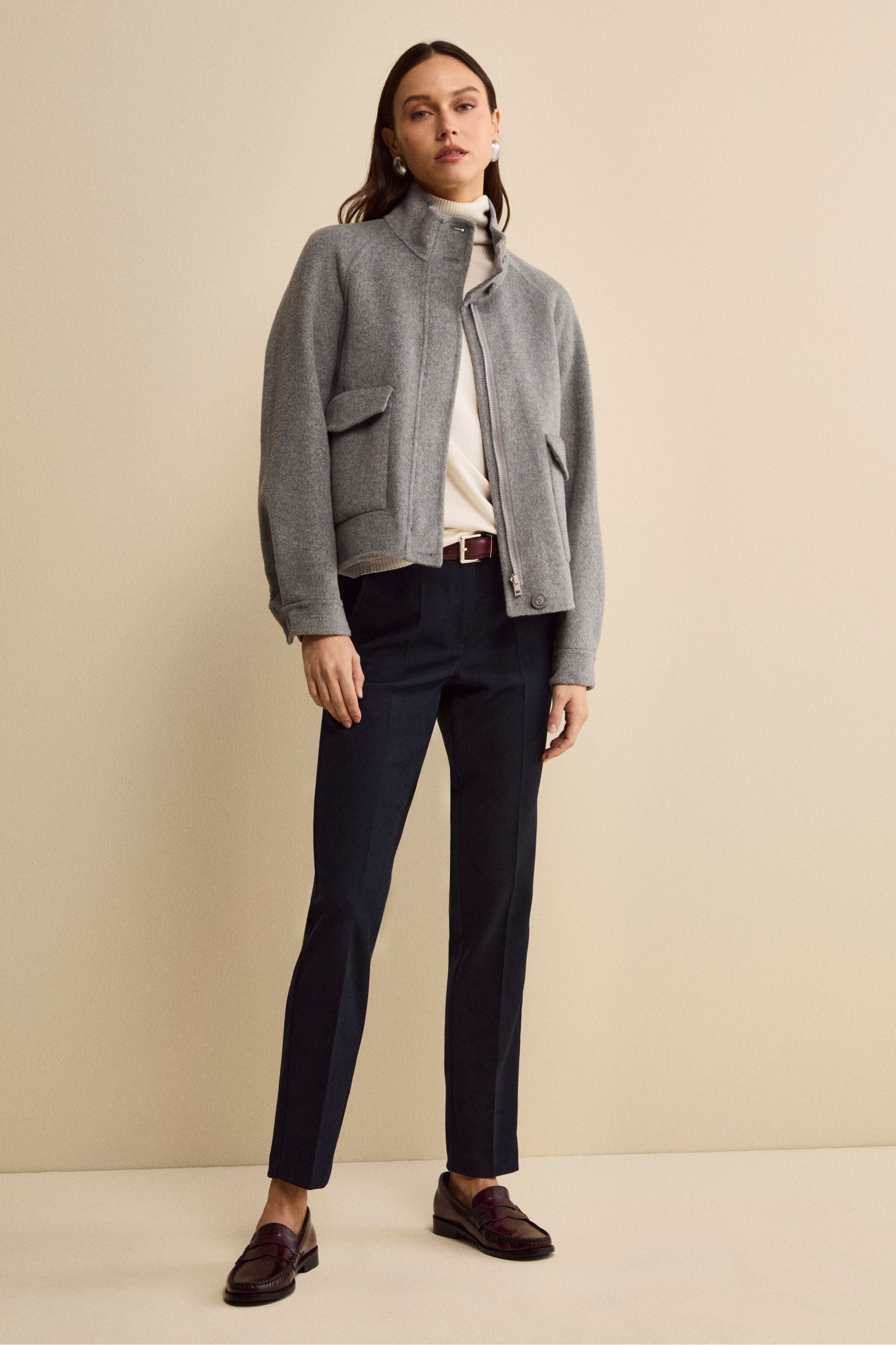 Bomber Sfoderato in Misto Lana - GRIGIO