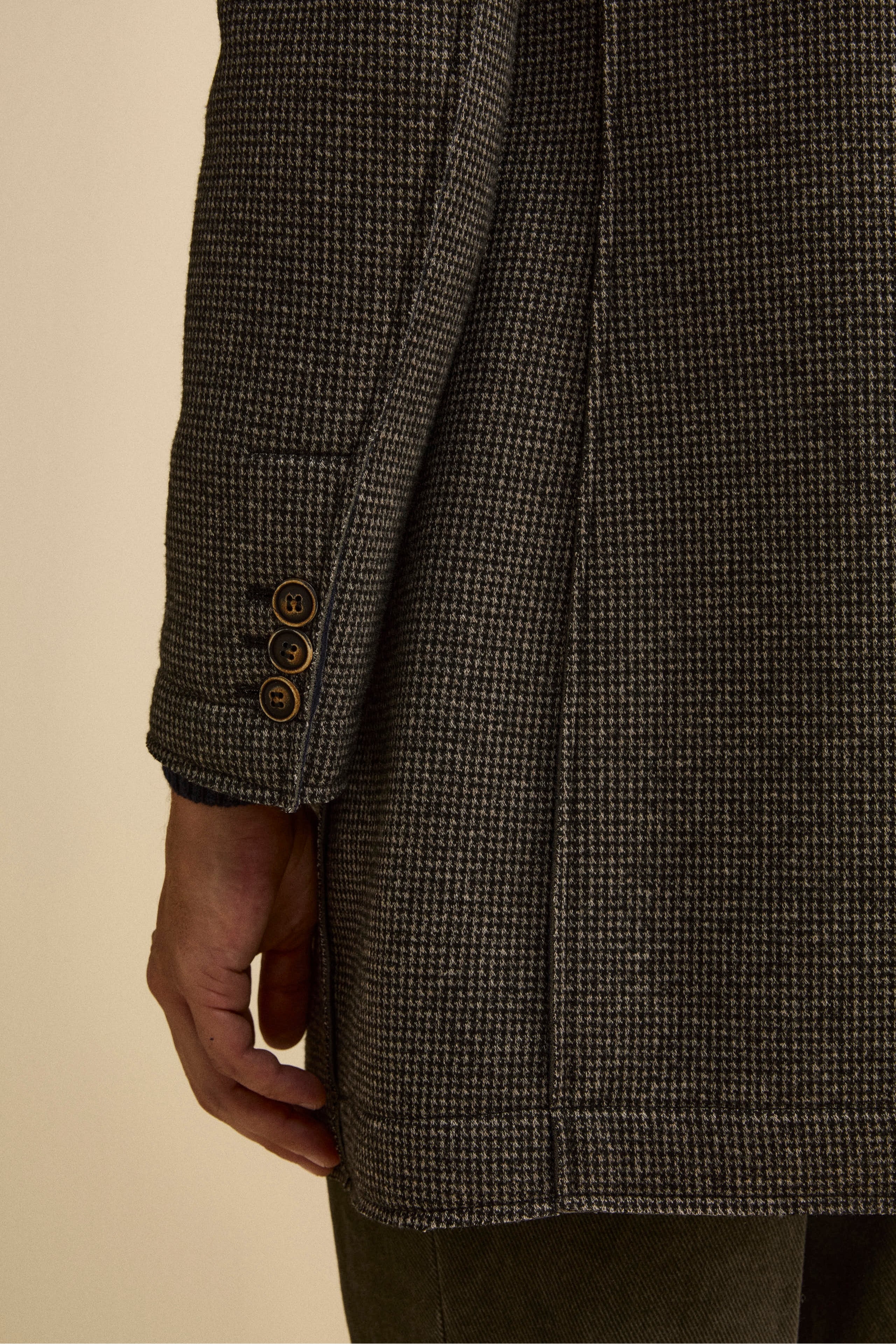 Cappotto Fantasia Midi a Taglio Vivo - GRIGIO/NERO