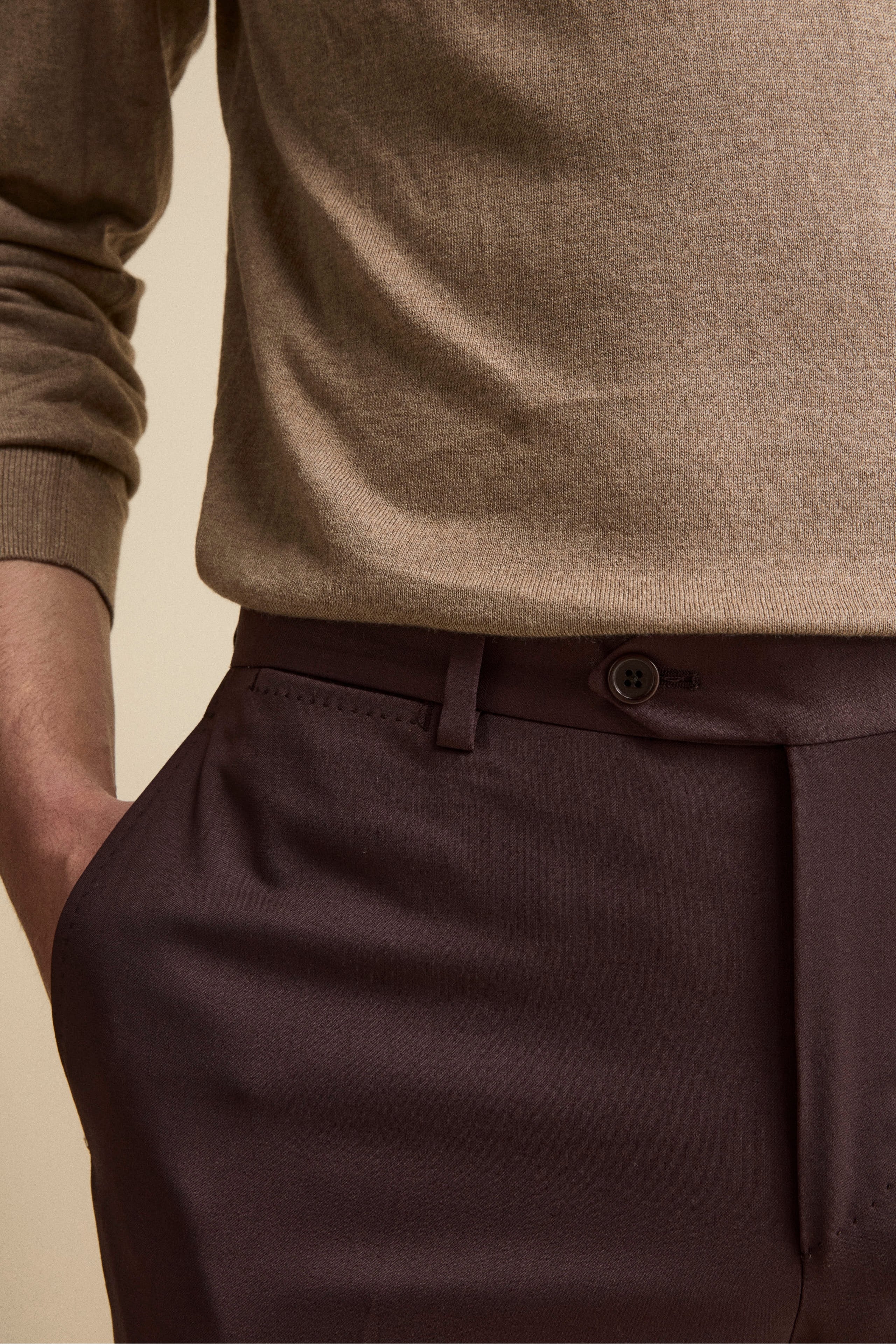 Abito Regular Monopetto in Lana Vergine con Revers Classico - BORDEAUX