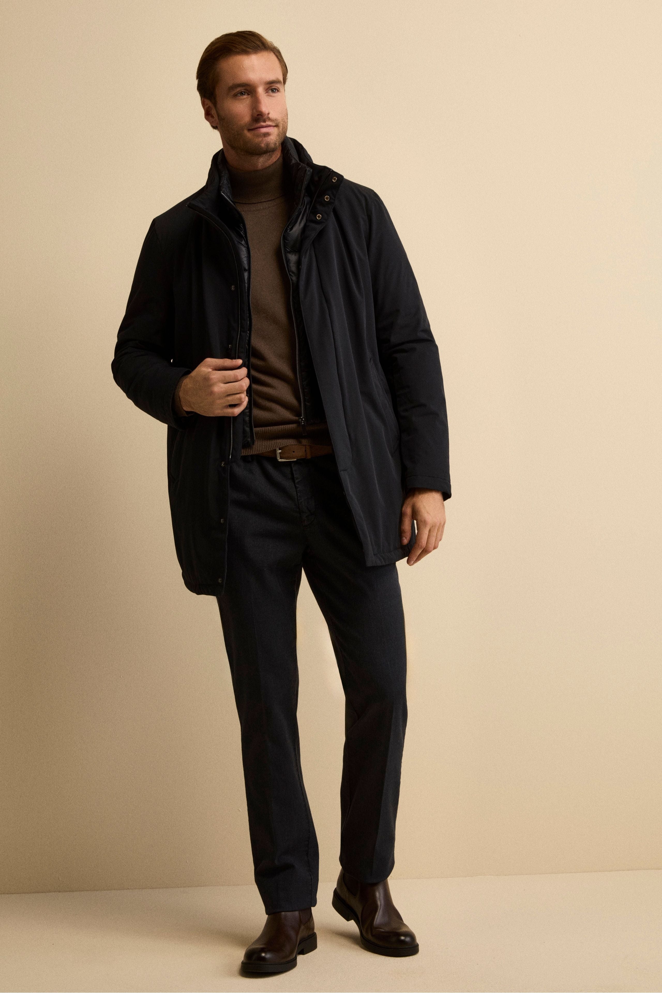 Giaccone Midi Imbottito con Pettorina - BLU