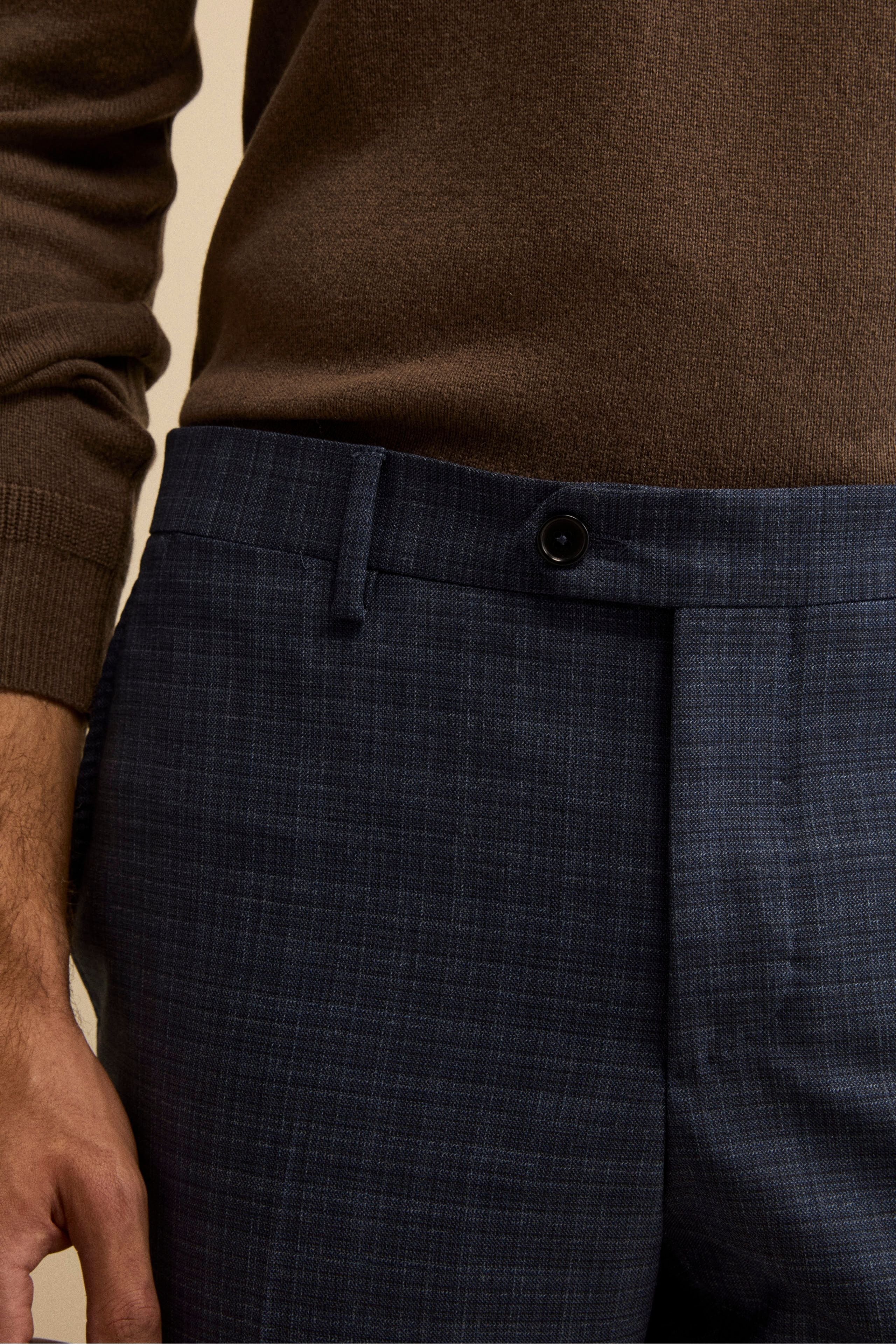 Abito Check Comfort Fit in Lana Vergine - FANT. BLU