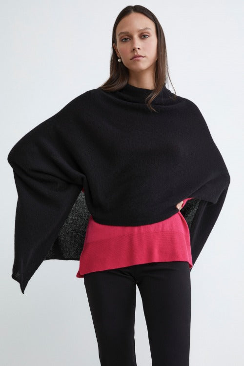 Mantella in cashmere da donna - NERO