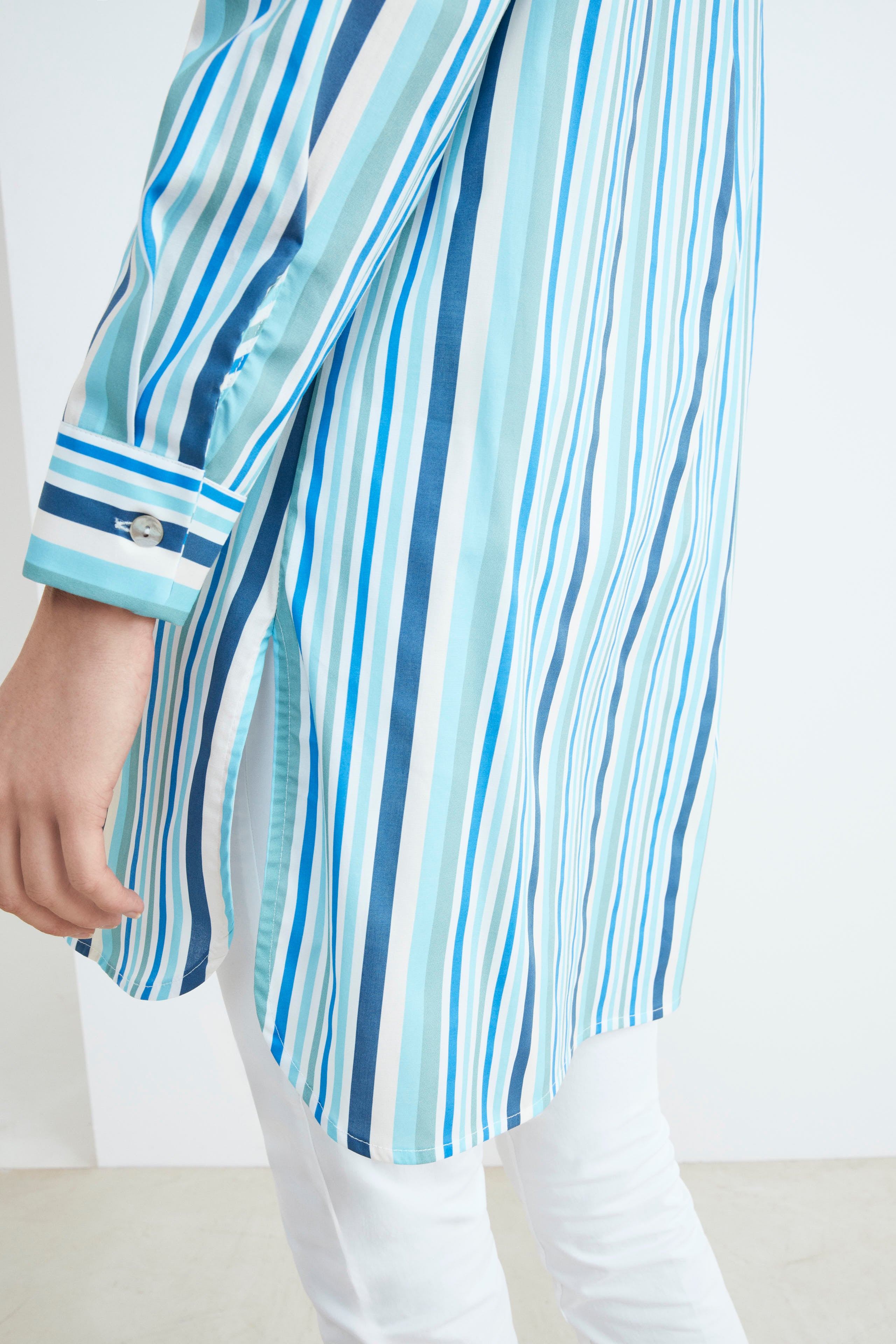 Camicia lunga donna - AZZURRO/BIANCO