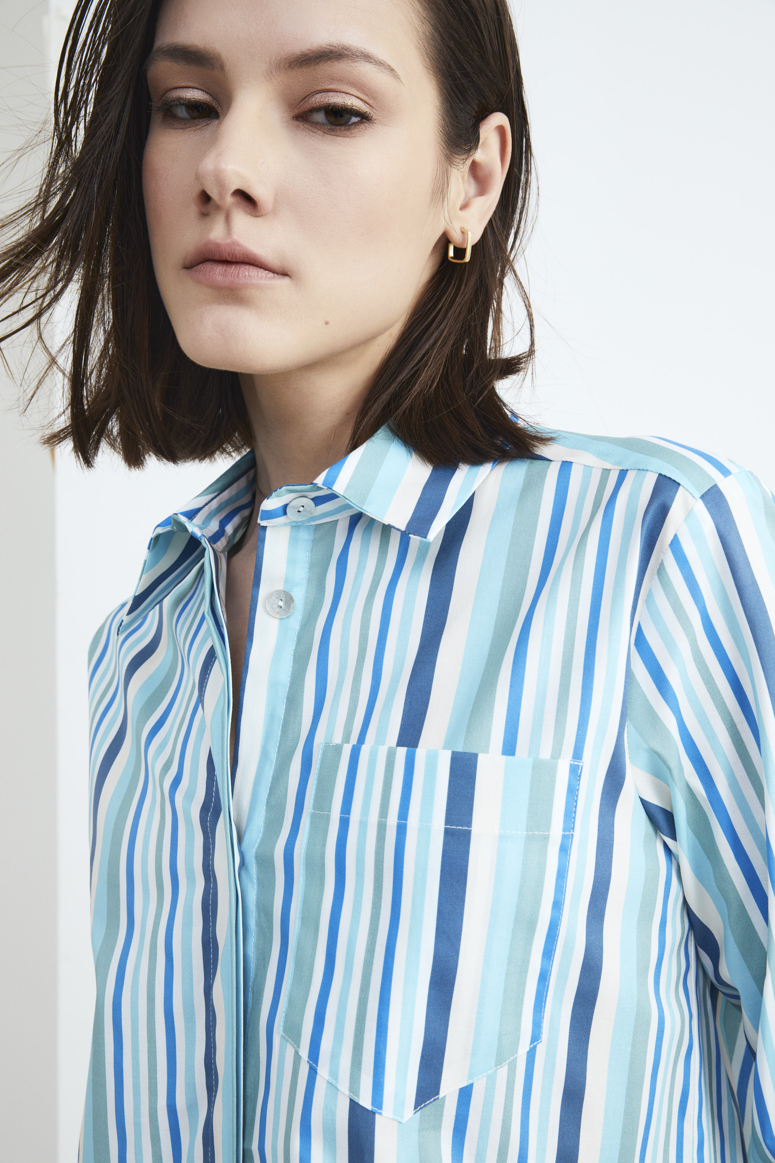 Camicia lunga donna - AZZURRO/BIANCO