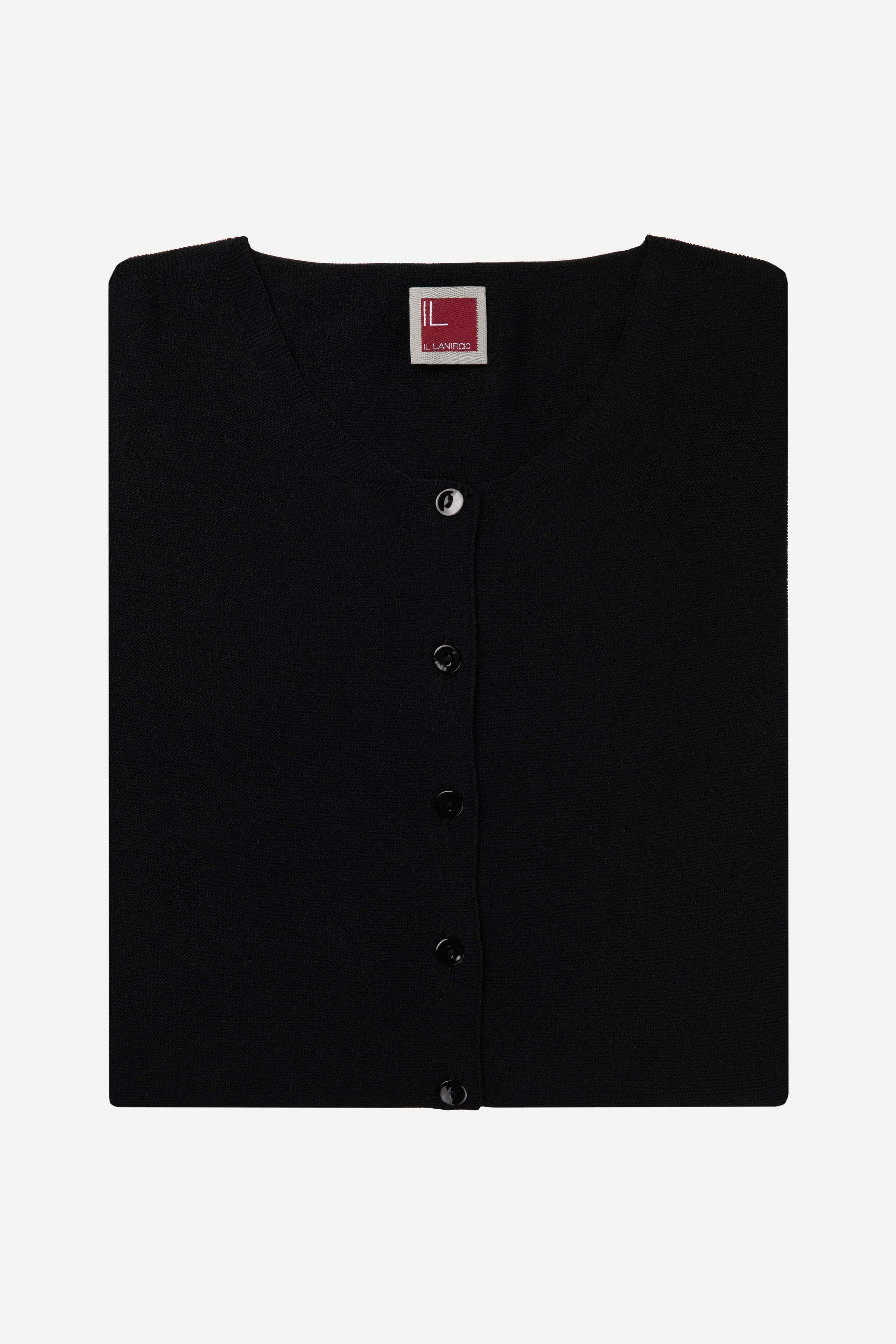 Cardigan corto con bottoni - NERO