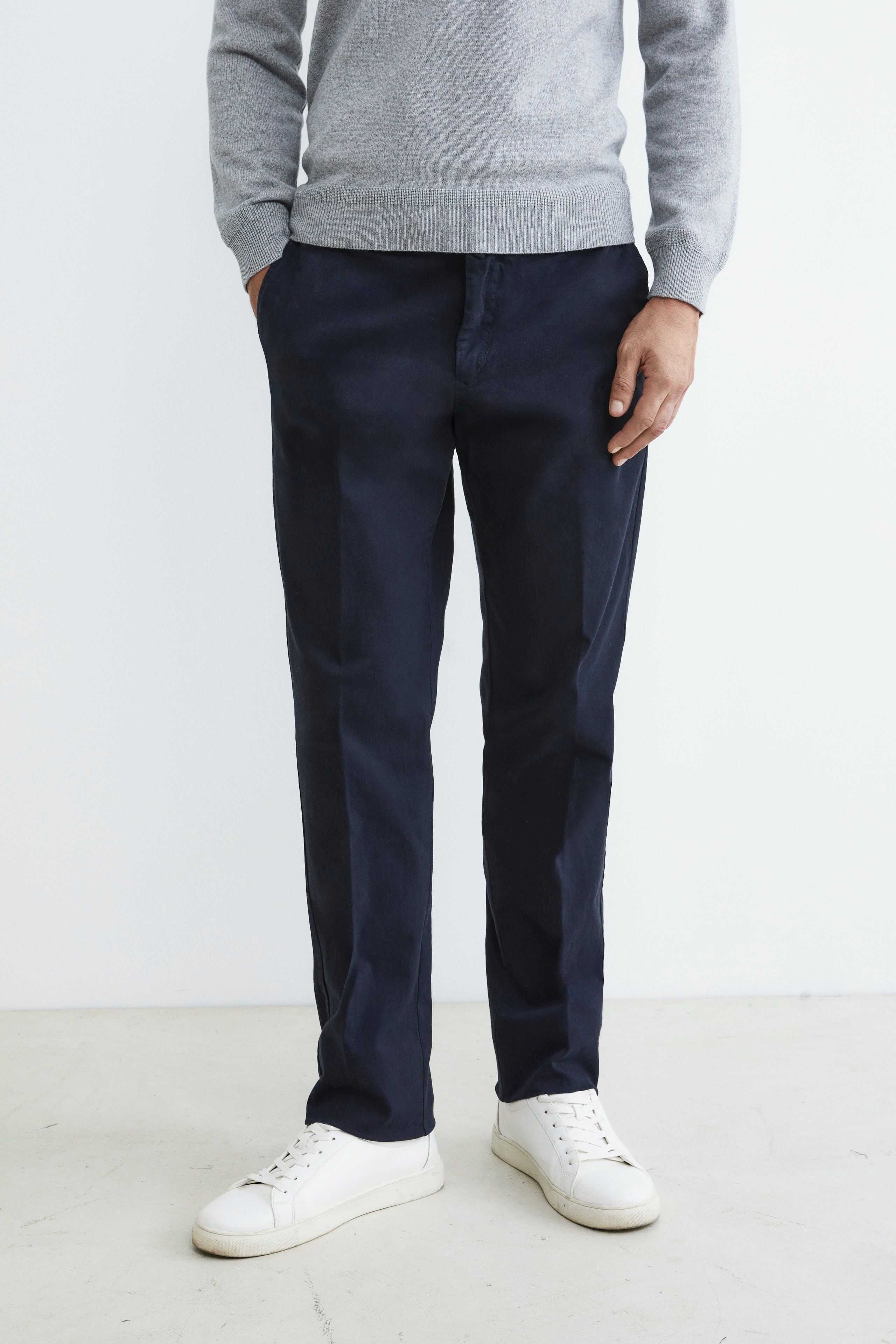 Pantaloni chino in gabardine - BLU NOTTE