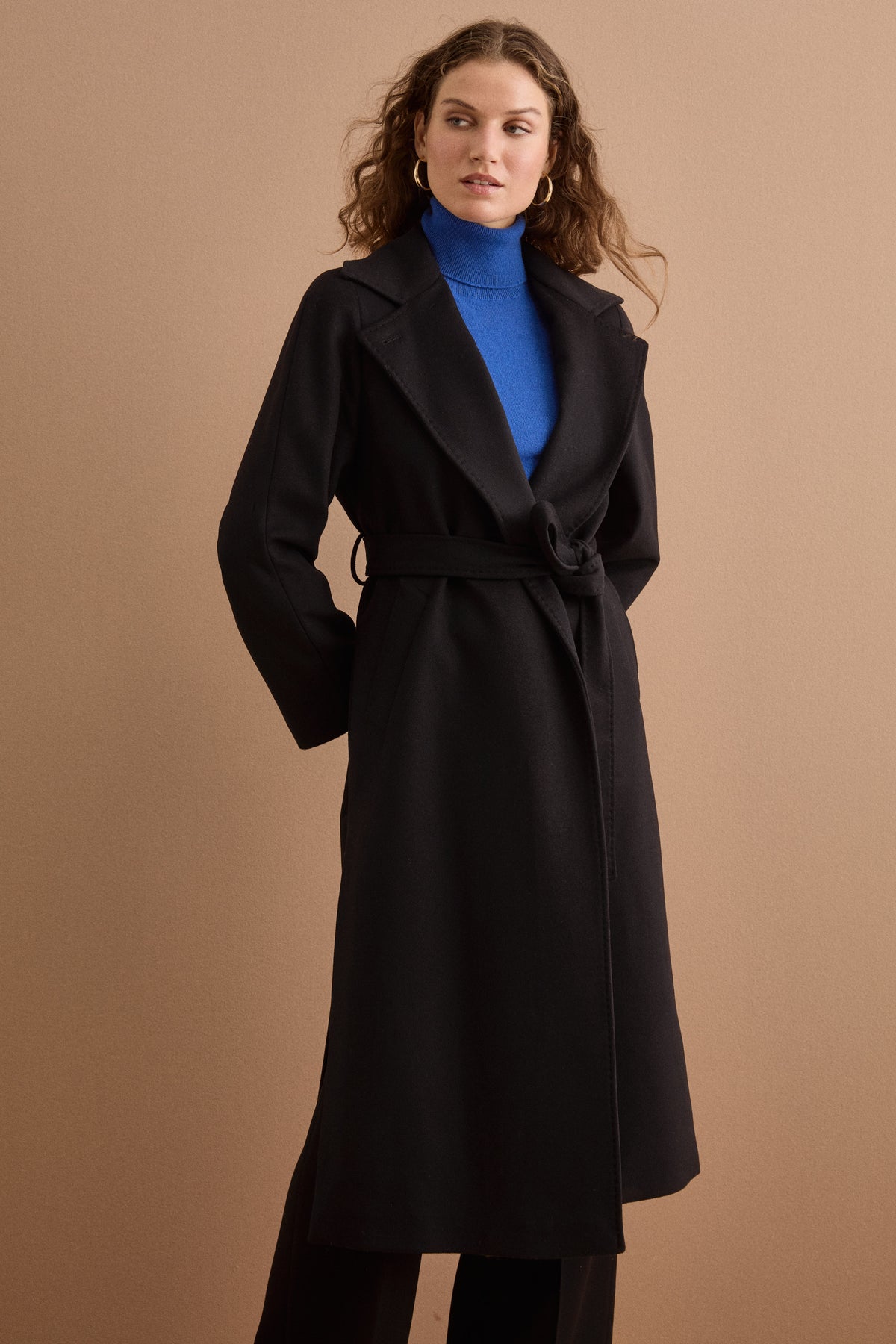 Cappotto lungo in lana e cashmere - NERO