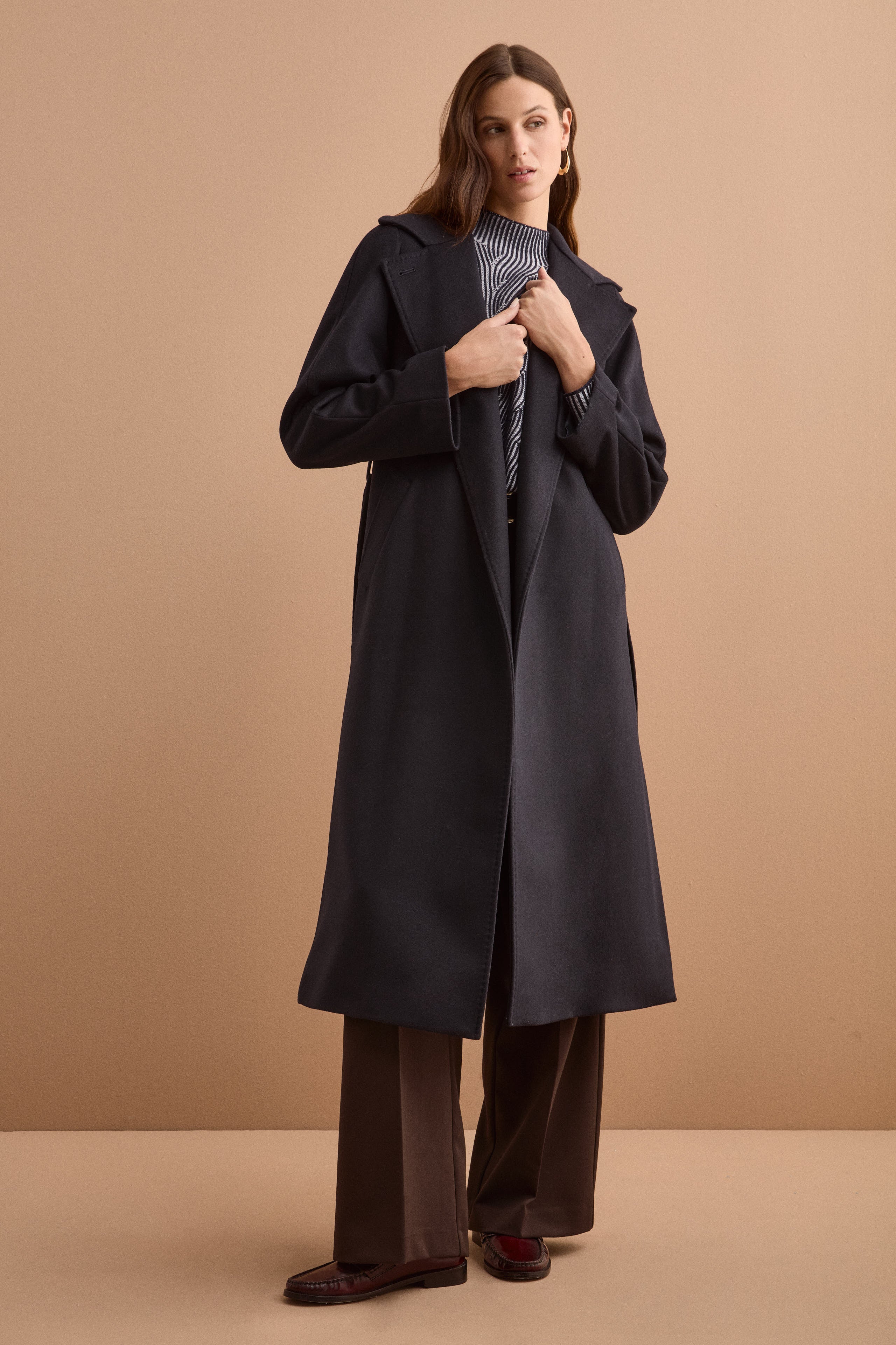 Cappotto lungo in lana e cashmere - BLU