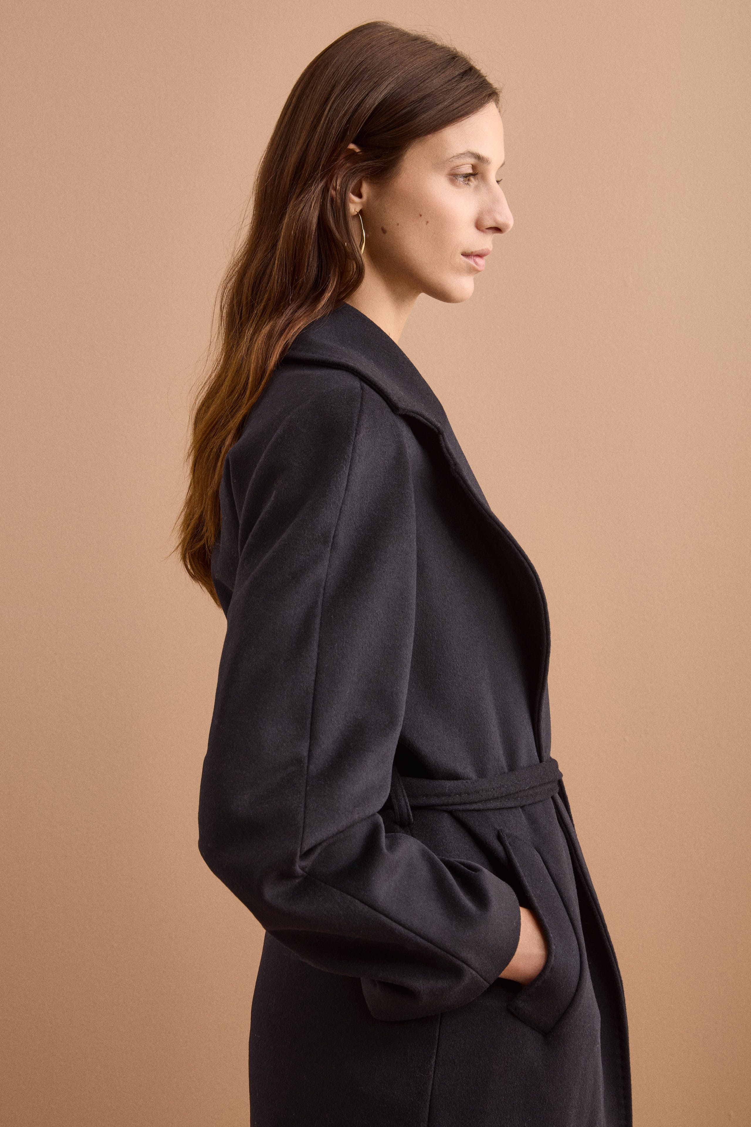 Cappotto lungo in lana e cashmere - BLU
