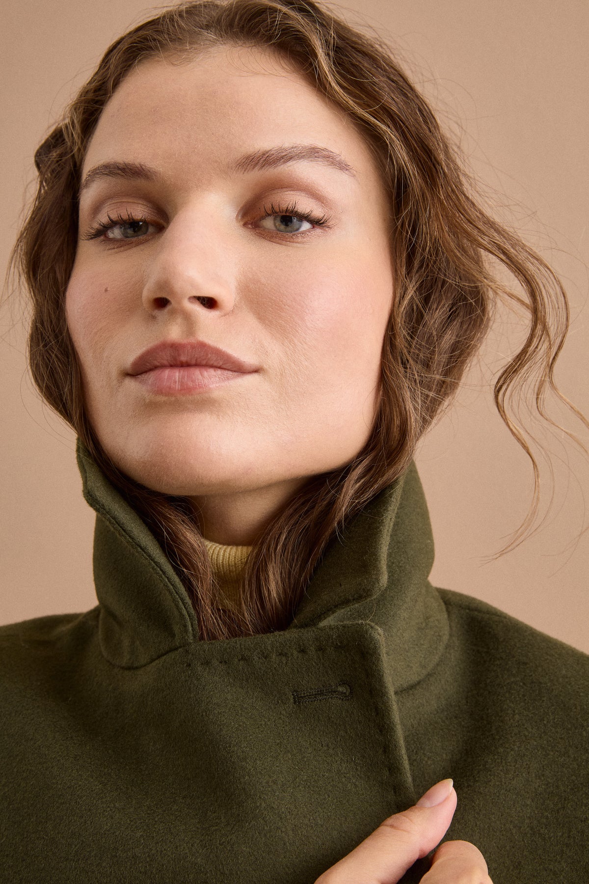 Cappotto lungo in lana e cashmere - VERDE MILITARE