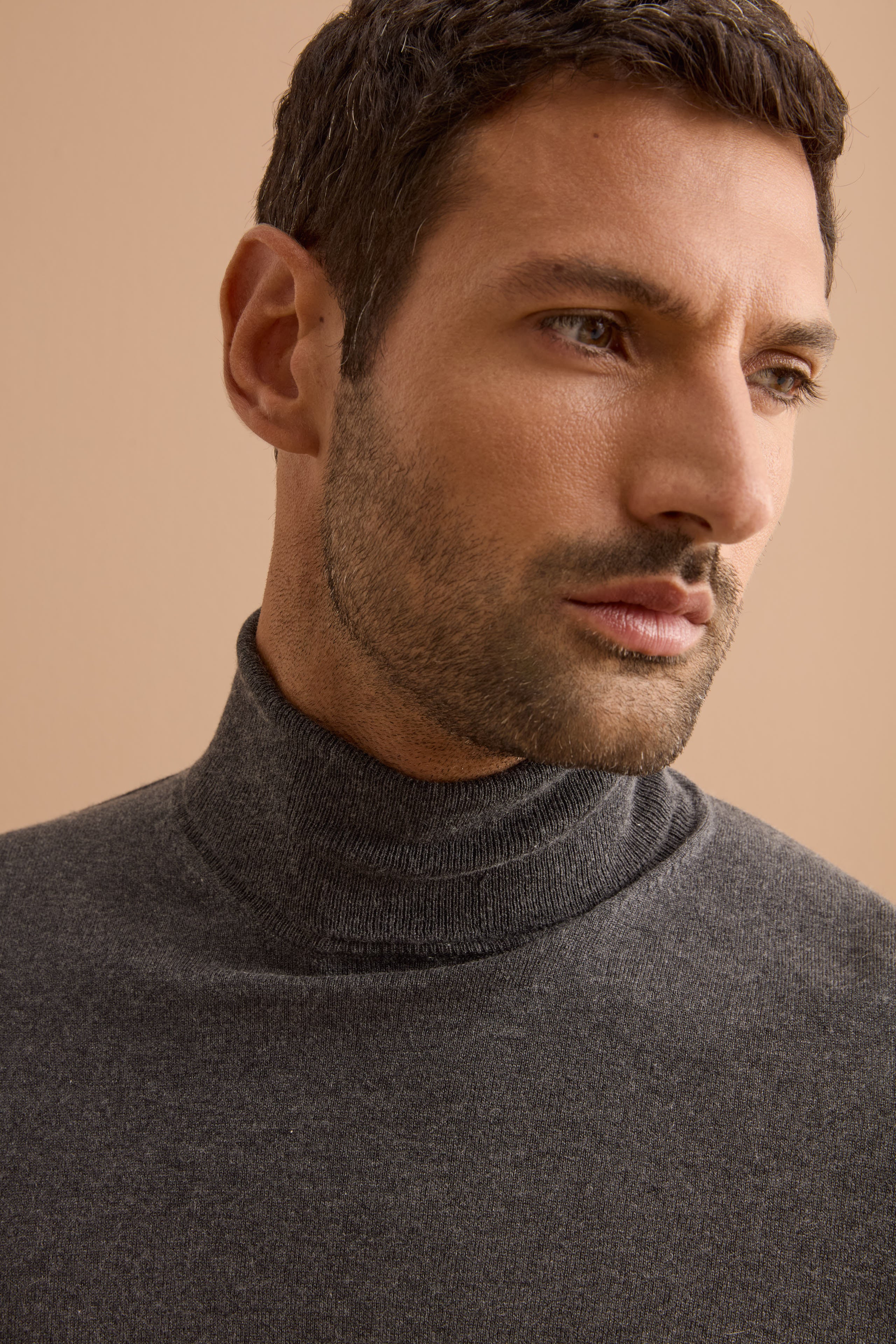 Maglia dolcevita in seta e cashmere - ANTRACITE