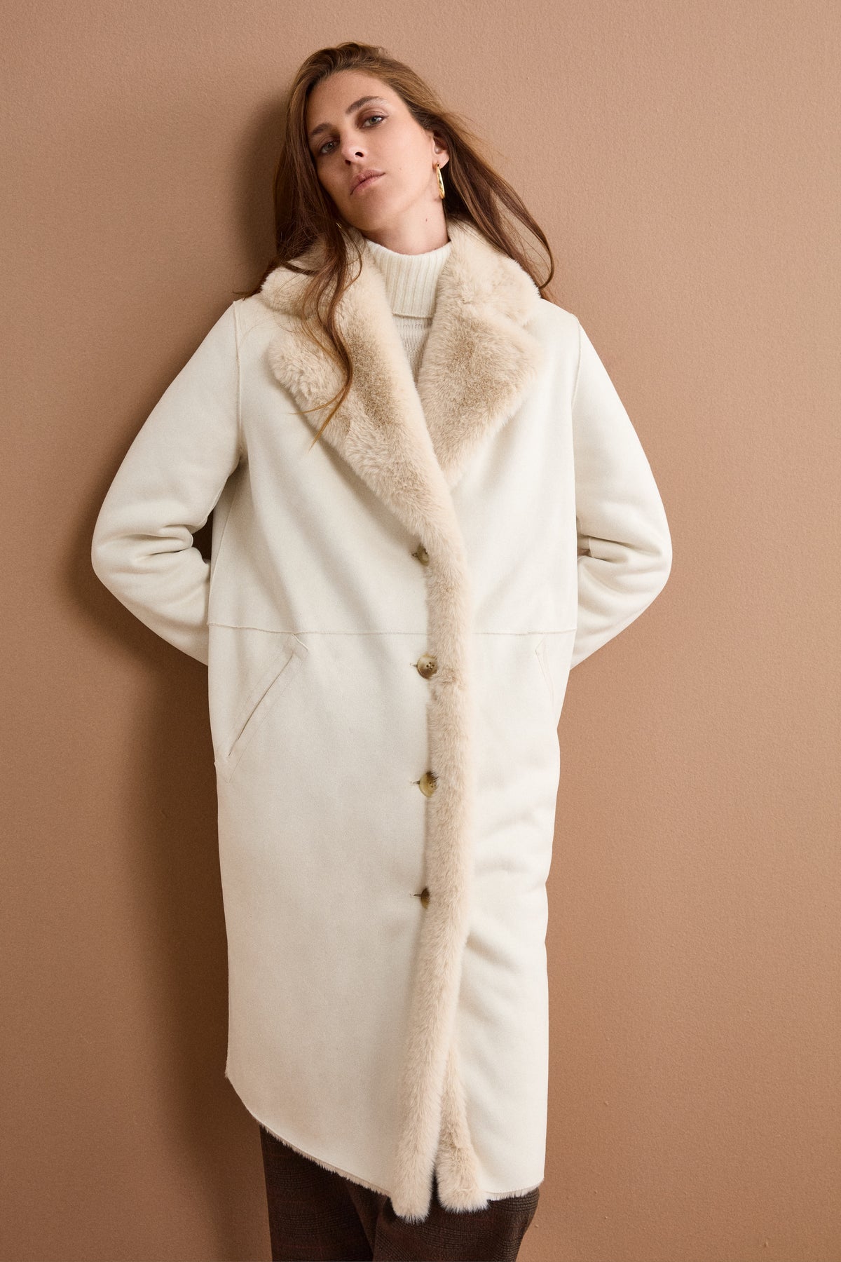 Cappotto Midi Eco-Montone - MANDORLA