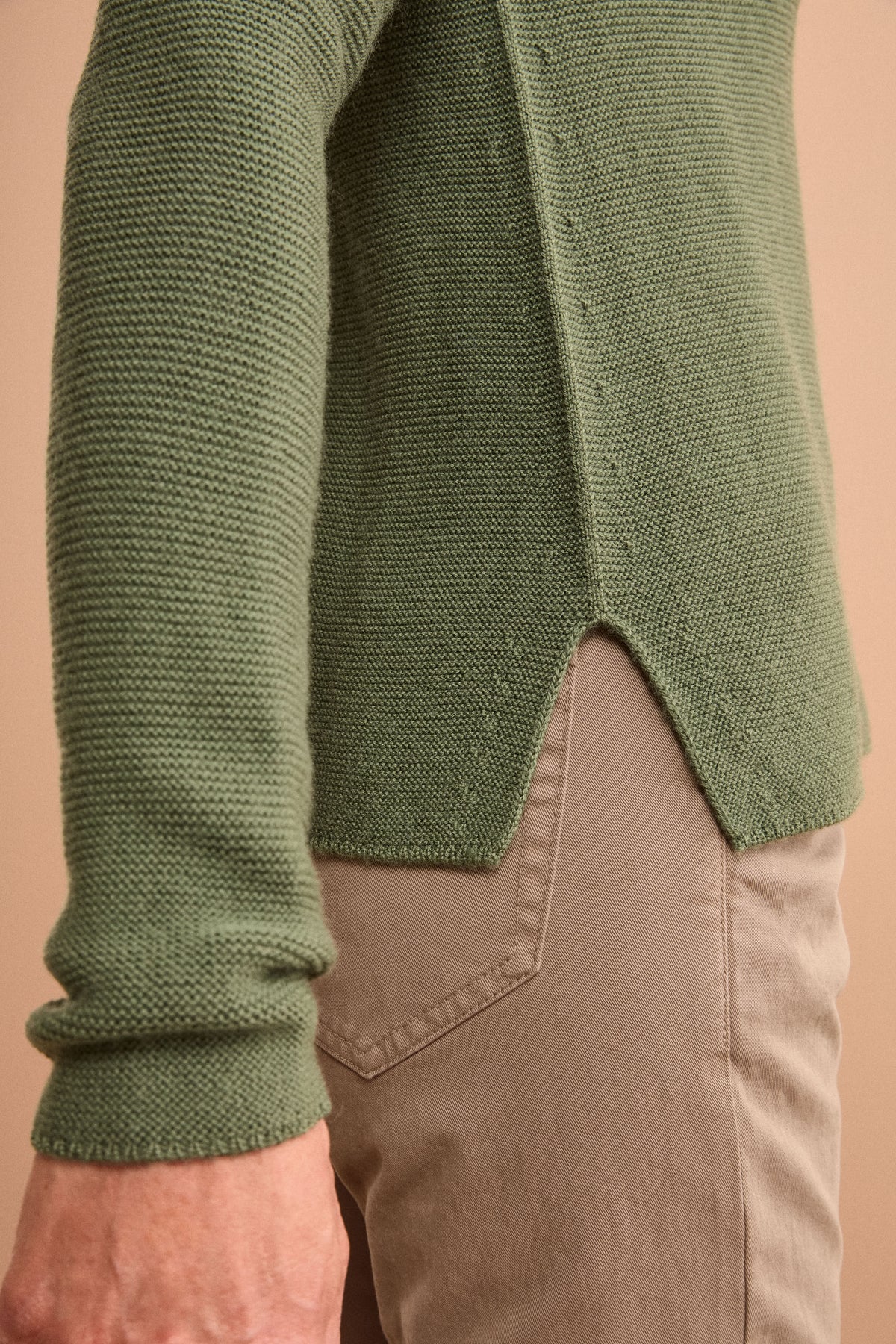 Maglia Barchetta in Lana Merino - VERDE MILITARE