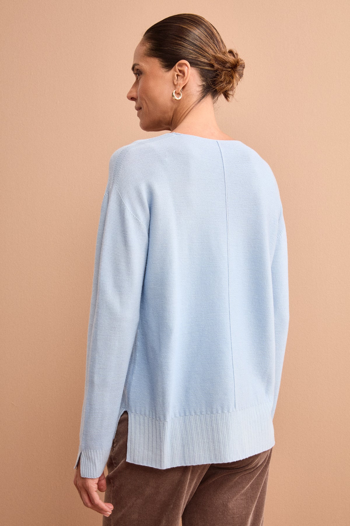 Maglia Over Scollo a V in Lana Merino - AZZURRO