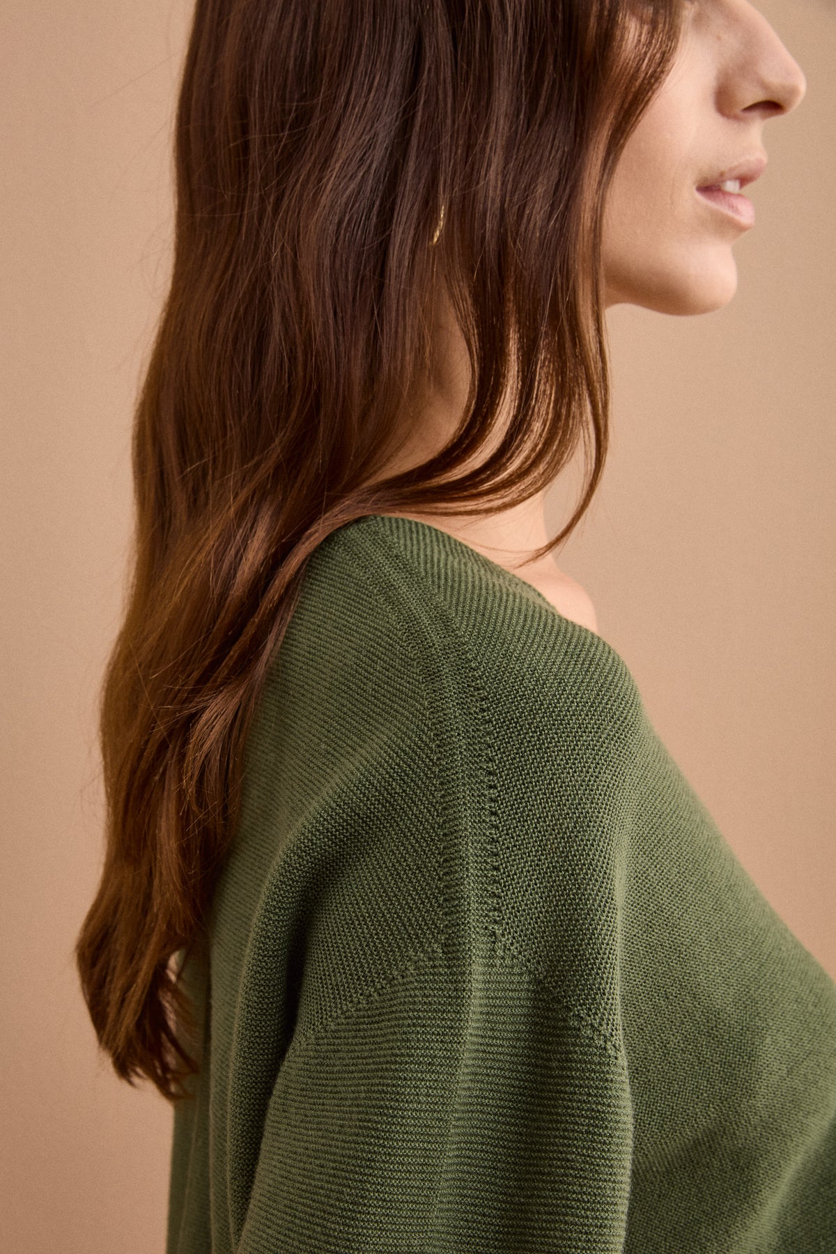 Maglia Over Scollo a V in Lana Merino - VERDE MILITARE