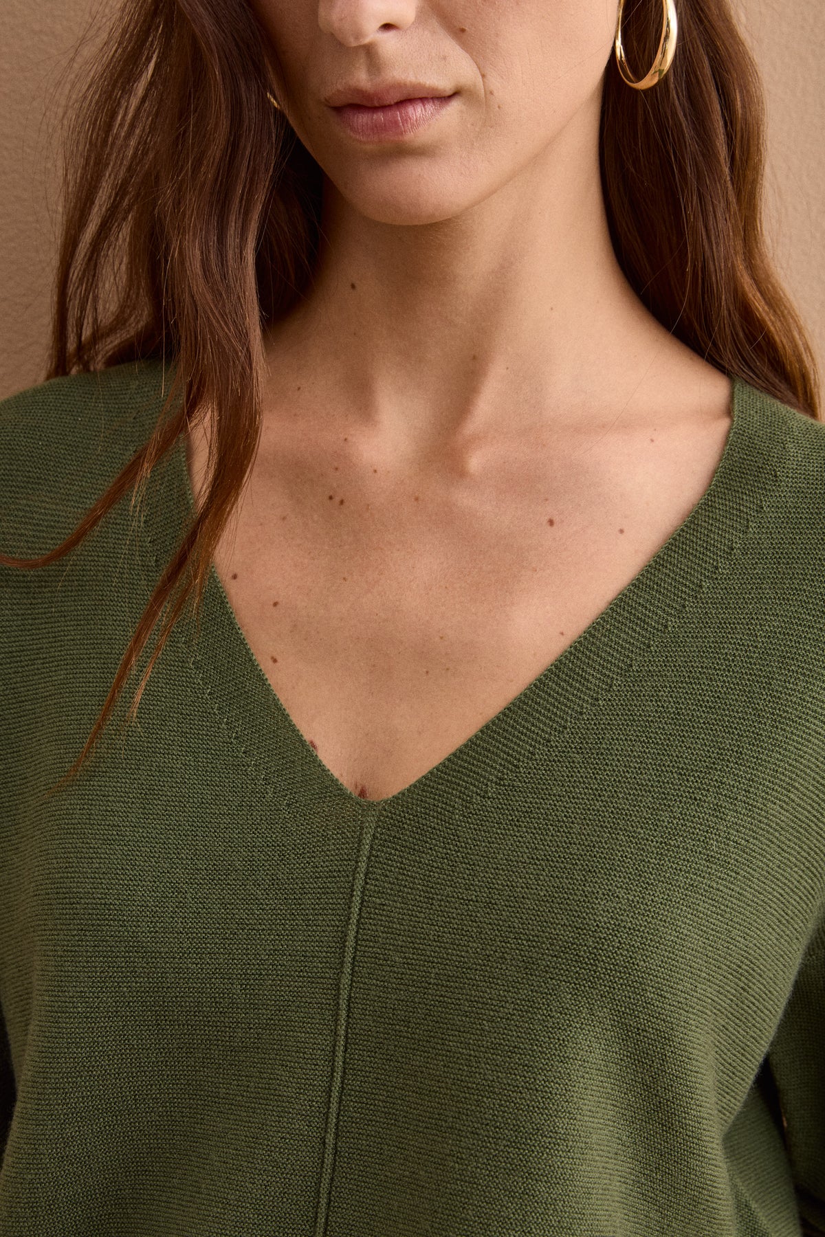 Maglia Over Scollo a V in Lana Merino - VERDE MILITARE