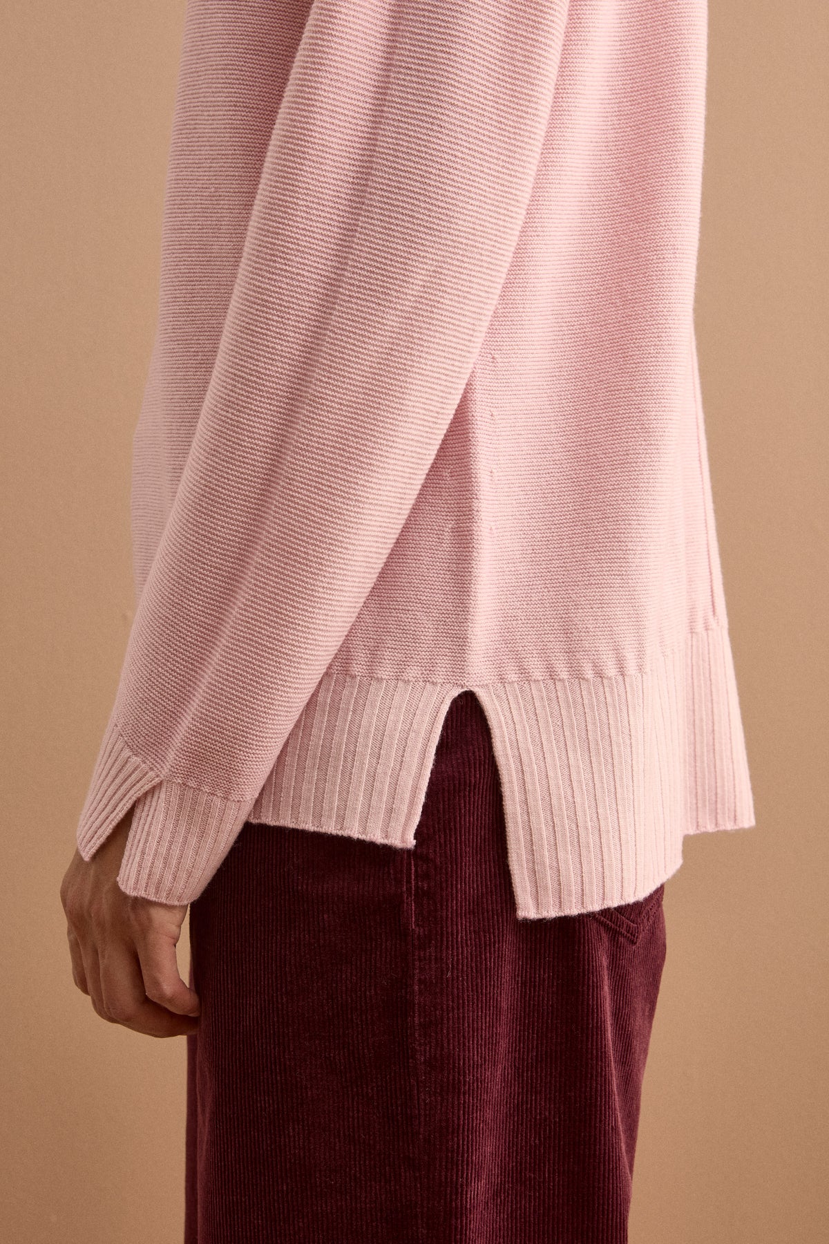 Maglia Over Scollo a V in Lana Merino - ROSA