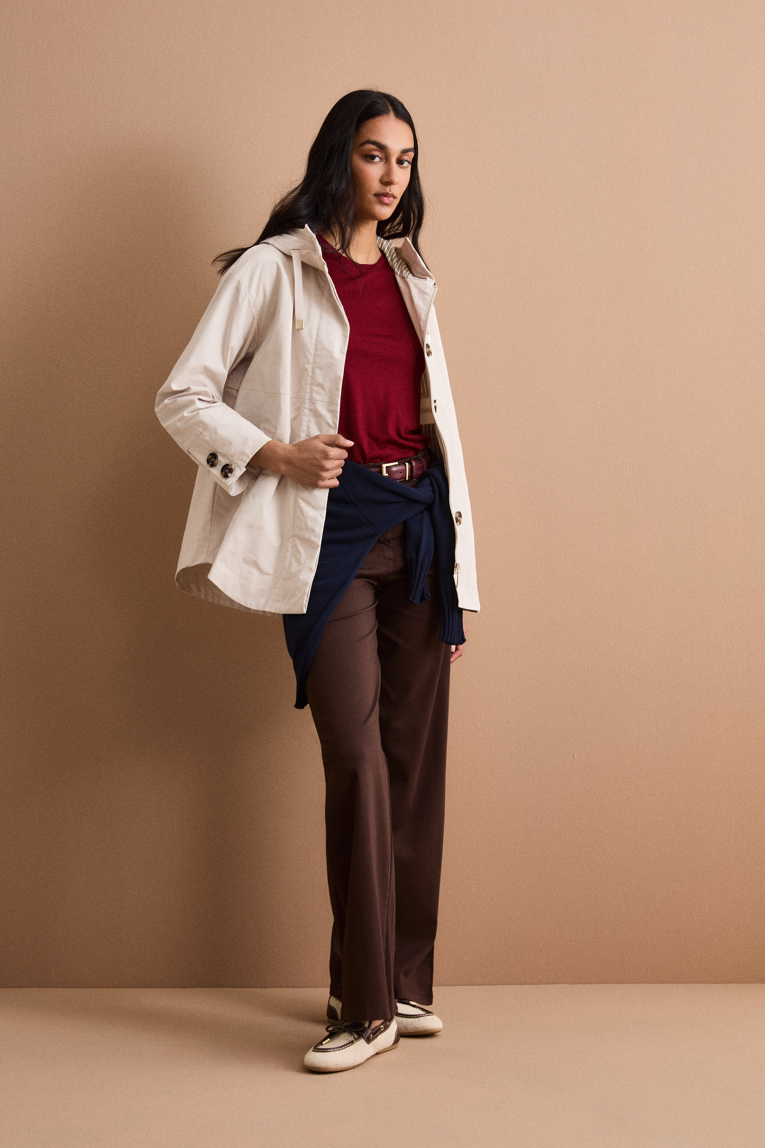 Giubbino Over con Cappuccio e Tasche Laterali - AVORIO