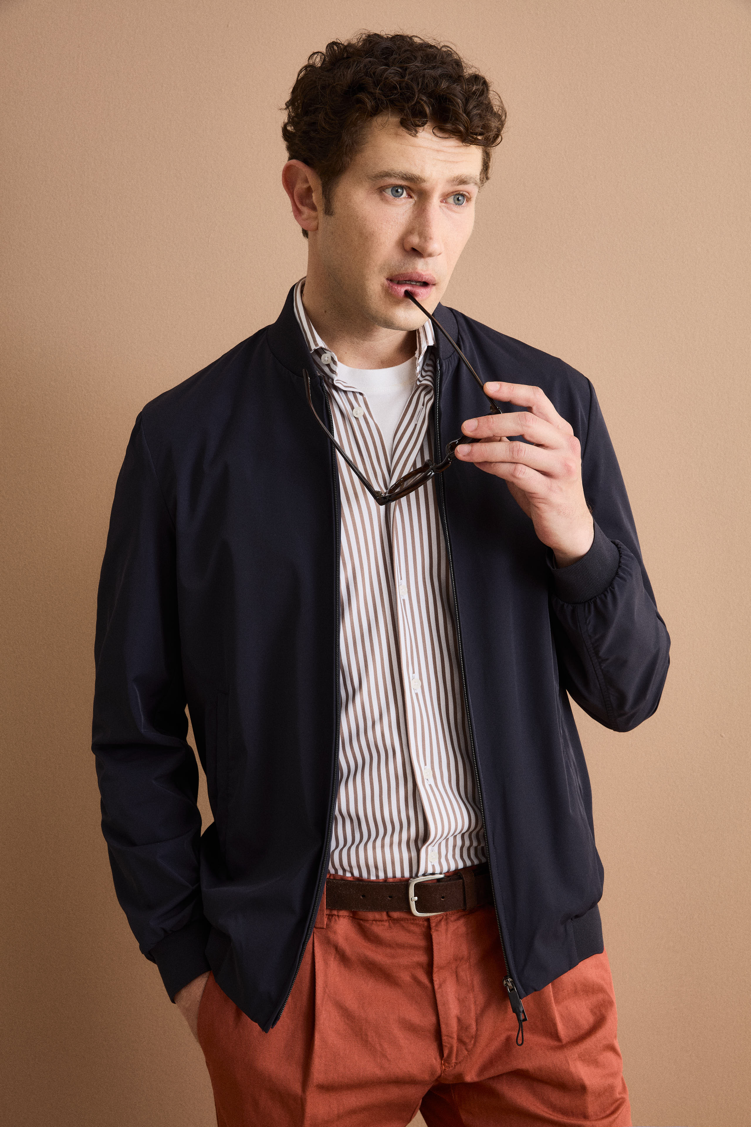 Giubbotto Leggero con Bordi in Maglia - BLU