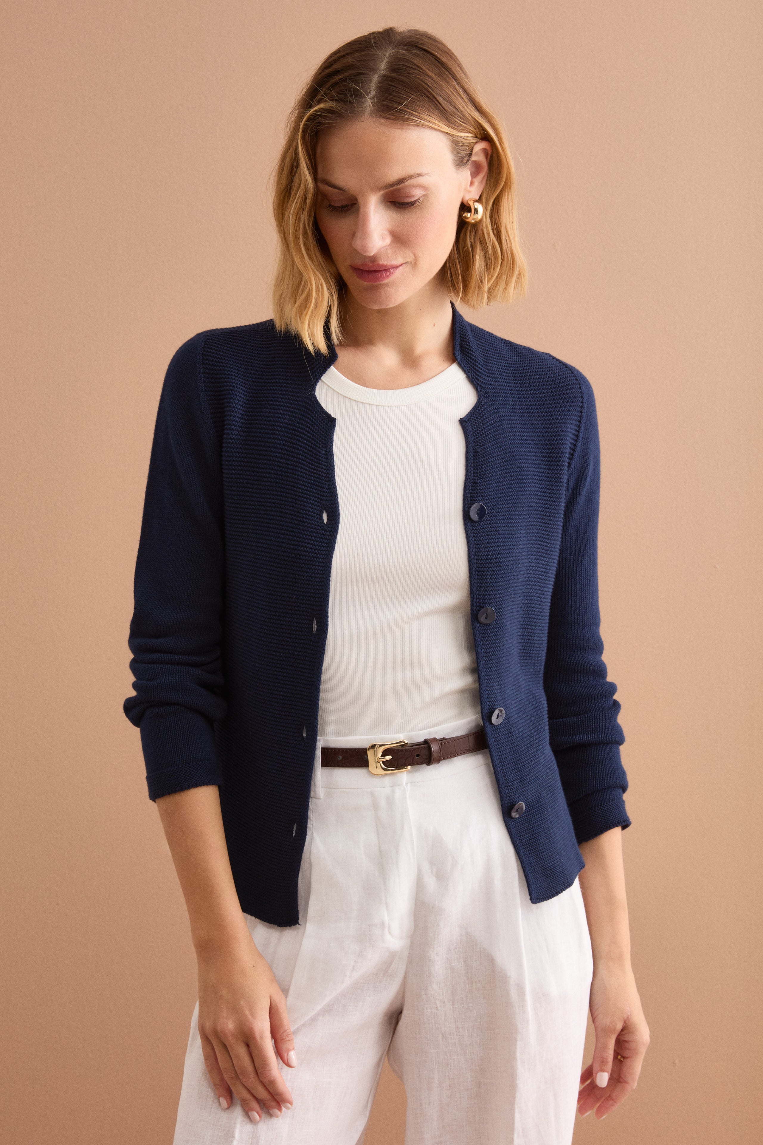 Cardigan Links Scollo a V in Cotone - BLU