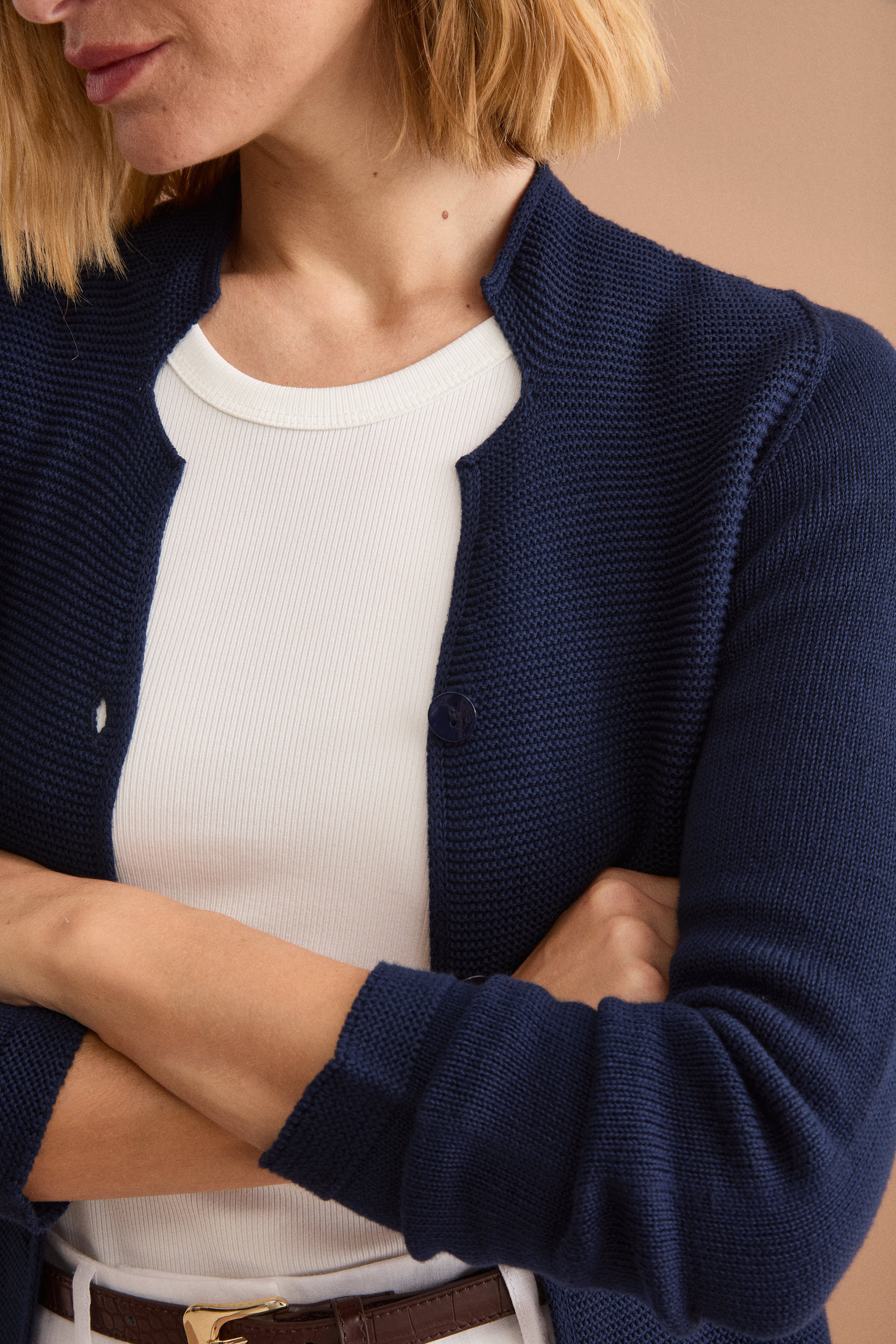Cardigan Links Scollo a V in Cotone - BLU