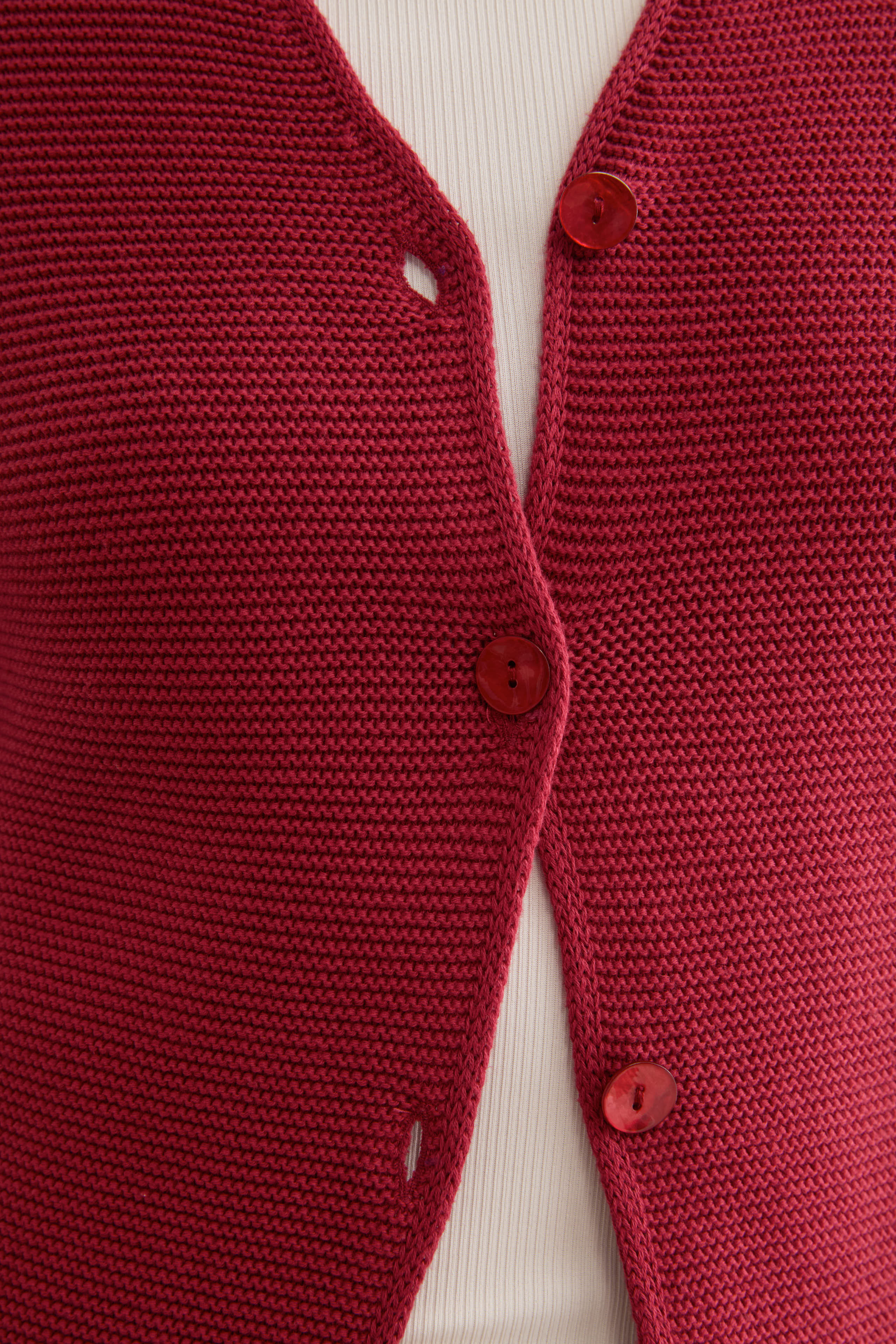 Cardigan Links Scollo a V in Cotone - BORDEAUX