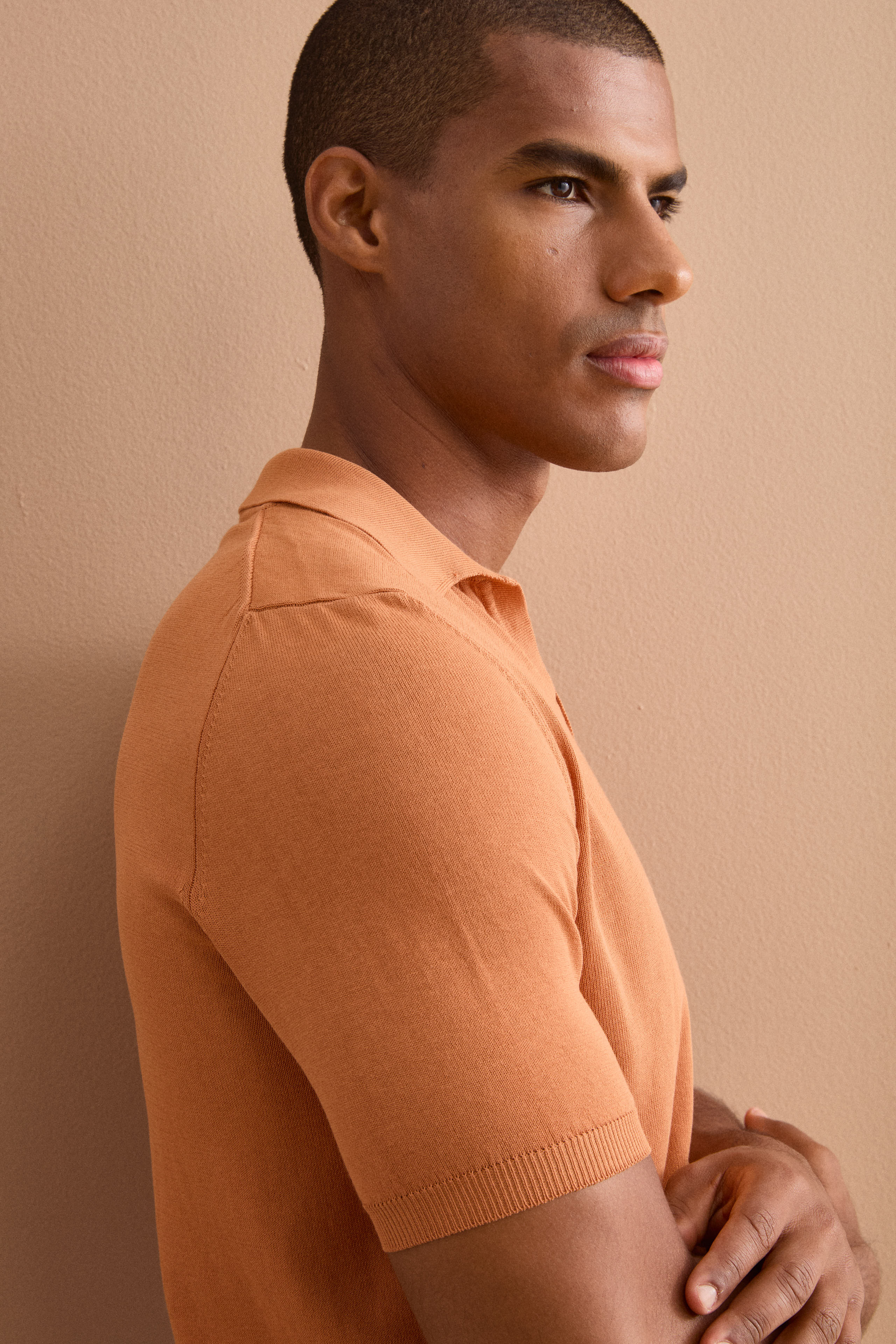 Polo in Maglia di Cotone Crêpe - BRUCIATO
