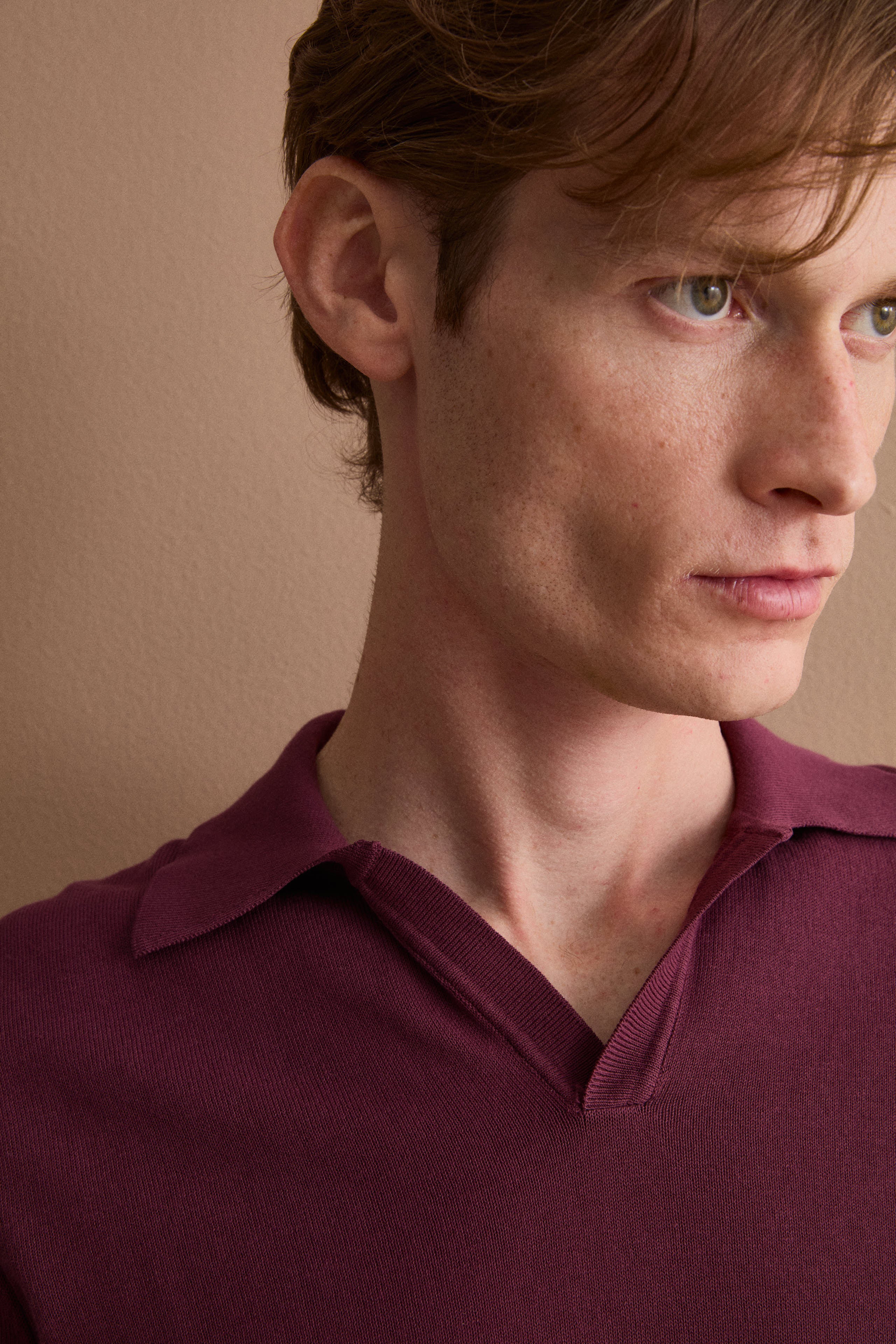 Polo in Maglia di Cotone Crêpe - BORDEAUX