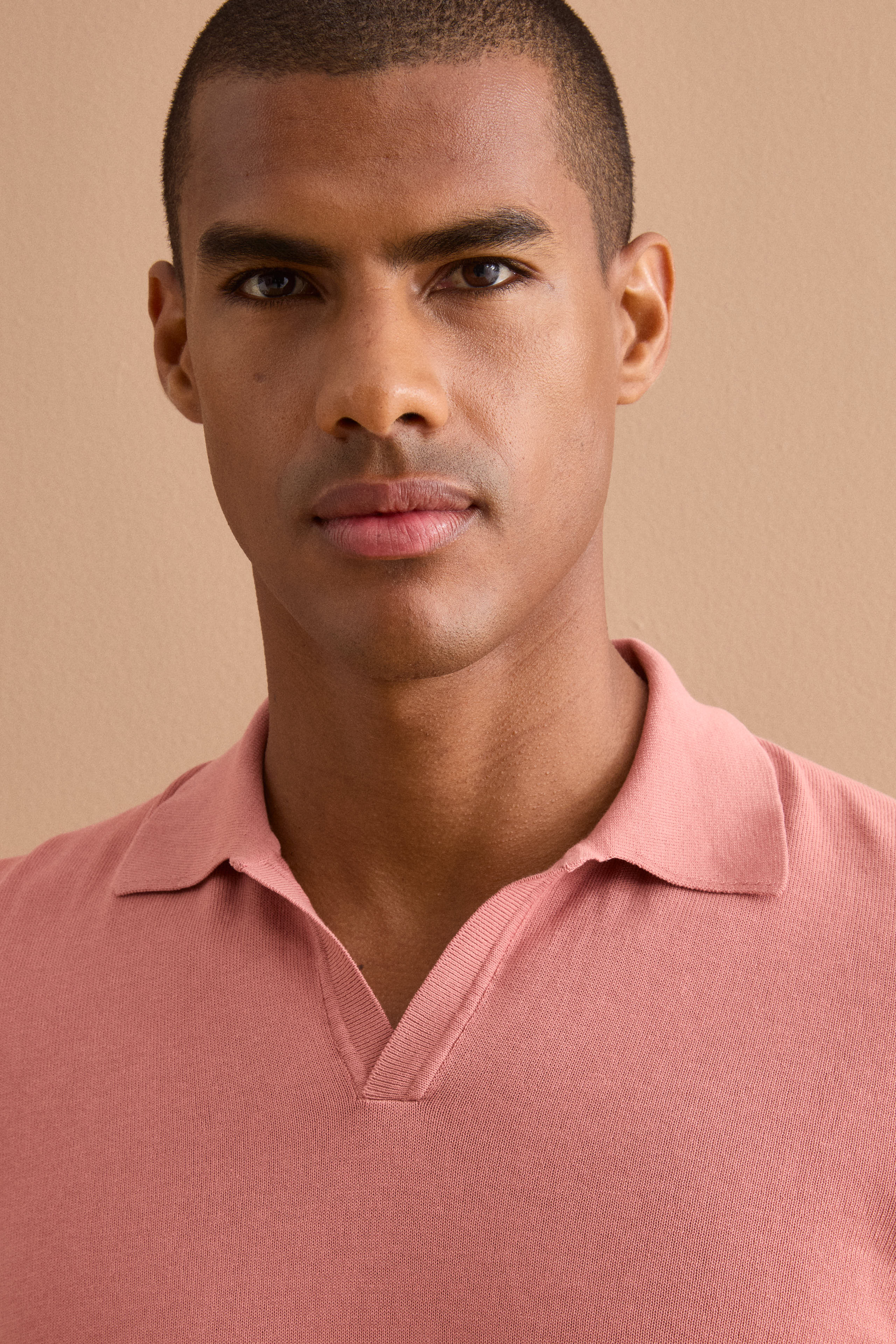 Polo in Maglia di Cotone Crêpe - ROSA ANTICO