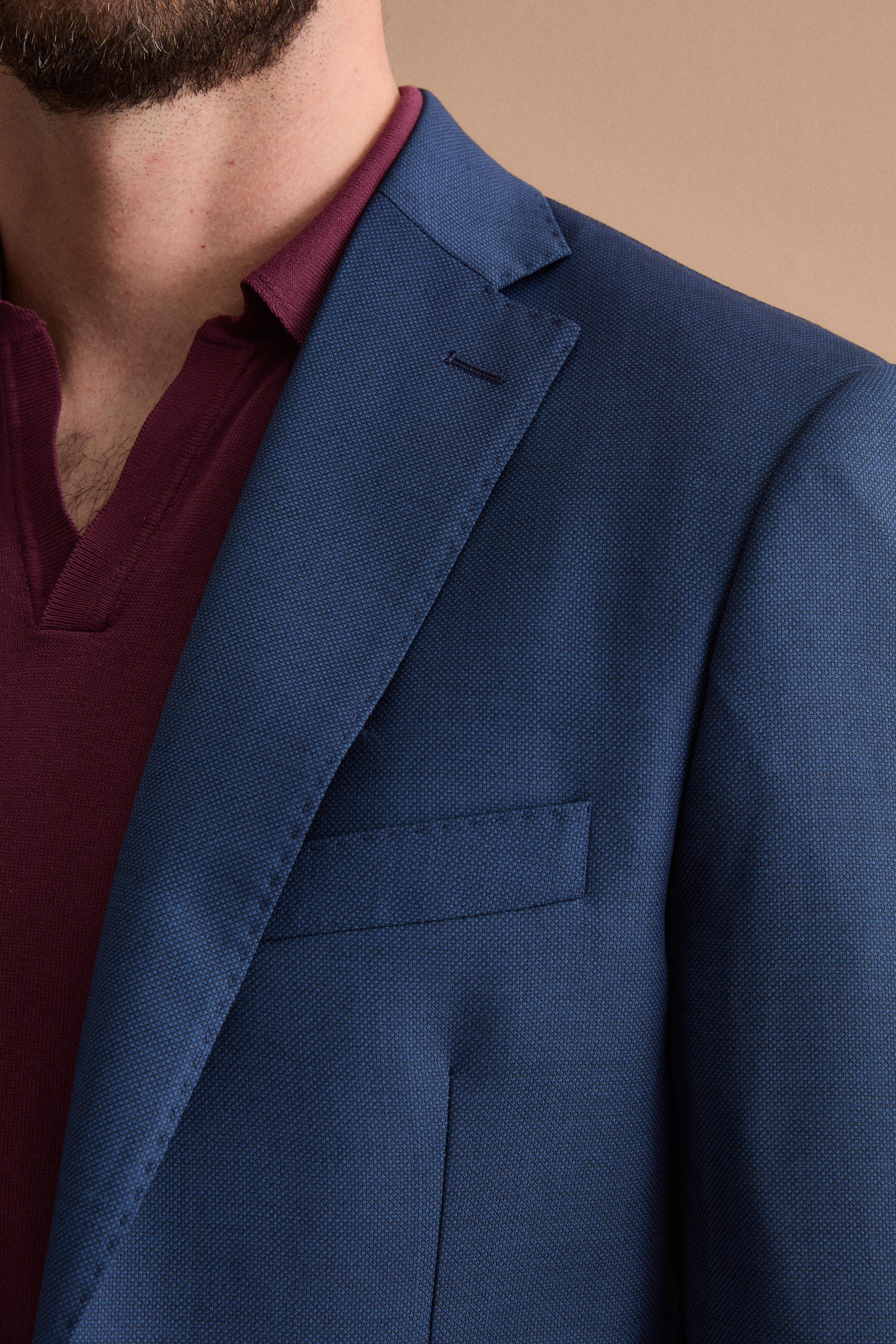 Giacca Monopetto Foderata Slim Fit in Pura Lana Vergine - FANT. BLU