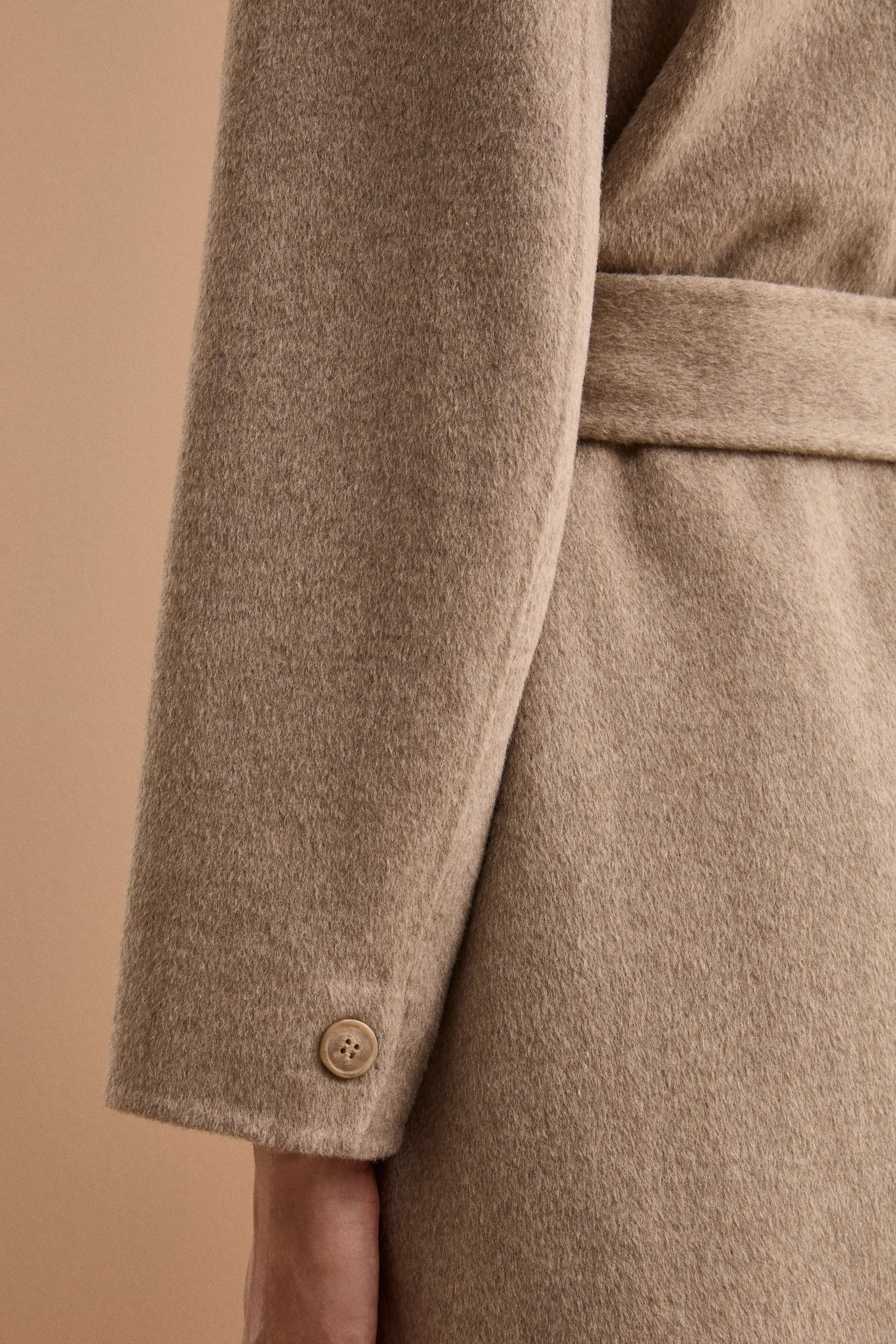 Cappotto Lungo Doppiopetto Sfoderato in Misto Lana - TORTORA