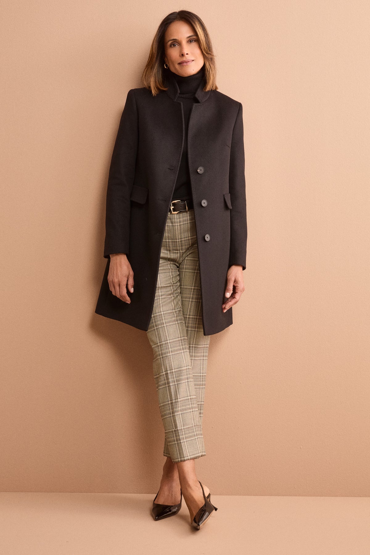 Cappotto Midi Sancrato in Misto Lana e Cashmere - NERO
