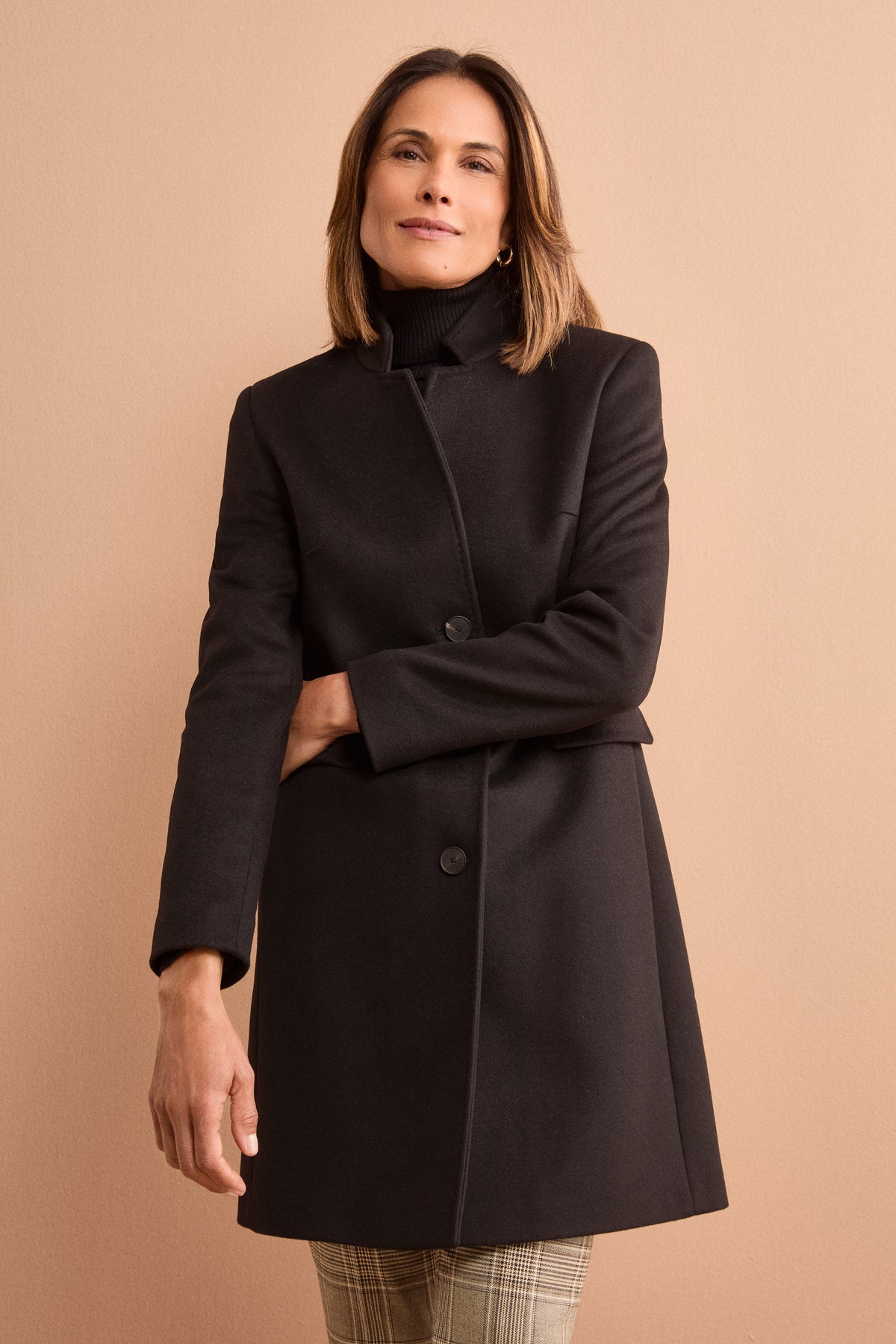 Cappotto Midi Sancrato in Misto Lana e Cashmere - NERO