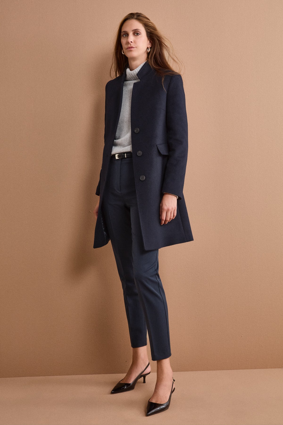 Cappotto Midi Sancrato in Misto Lana e Cashmere - BLU