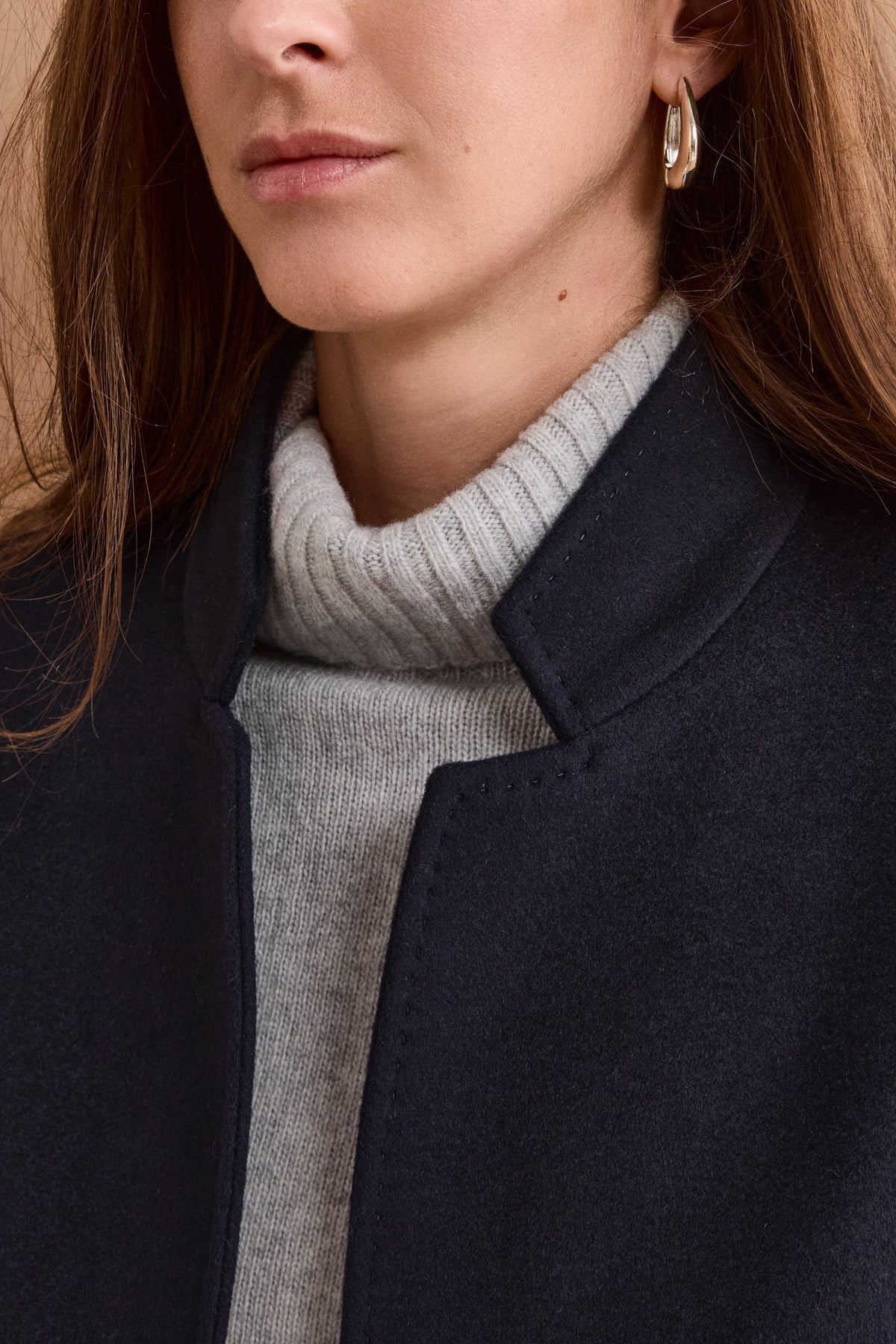 Cappotto Midi Sancrato in Misto Lana e Cashmere - BLU
