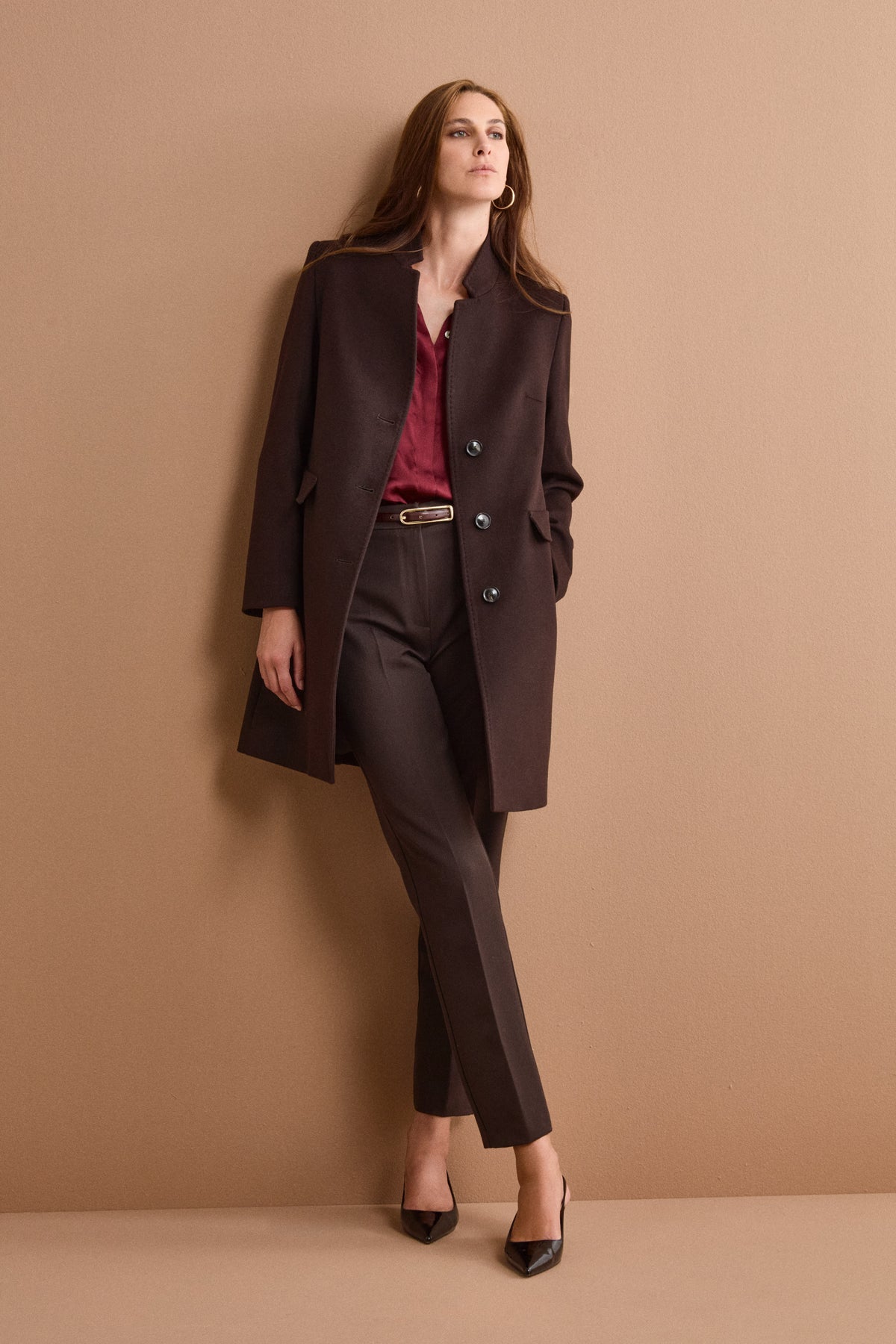 Cappotto Midi Sancrato in Misto Lana e Cashmere - T.MORO