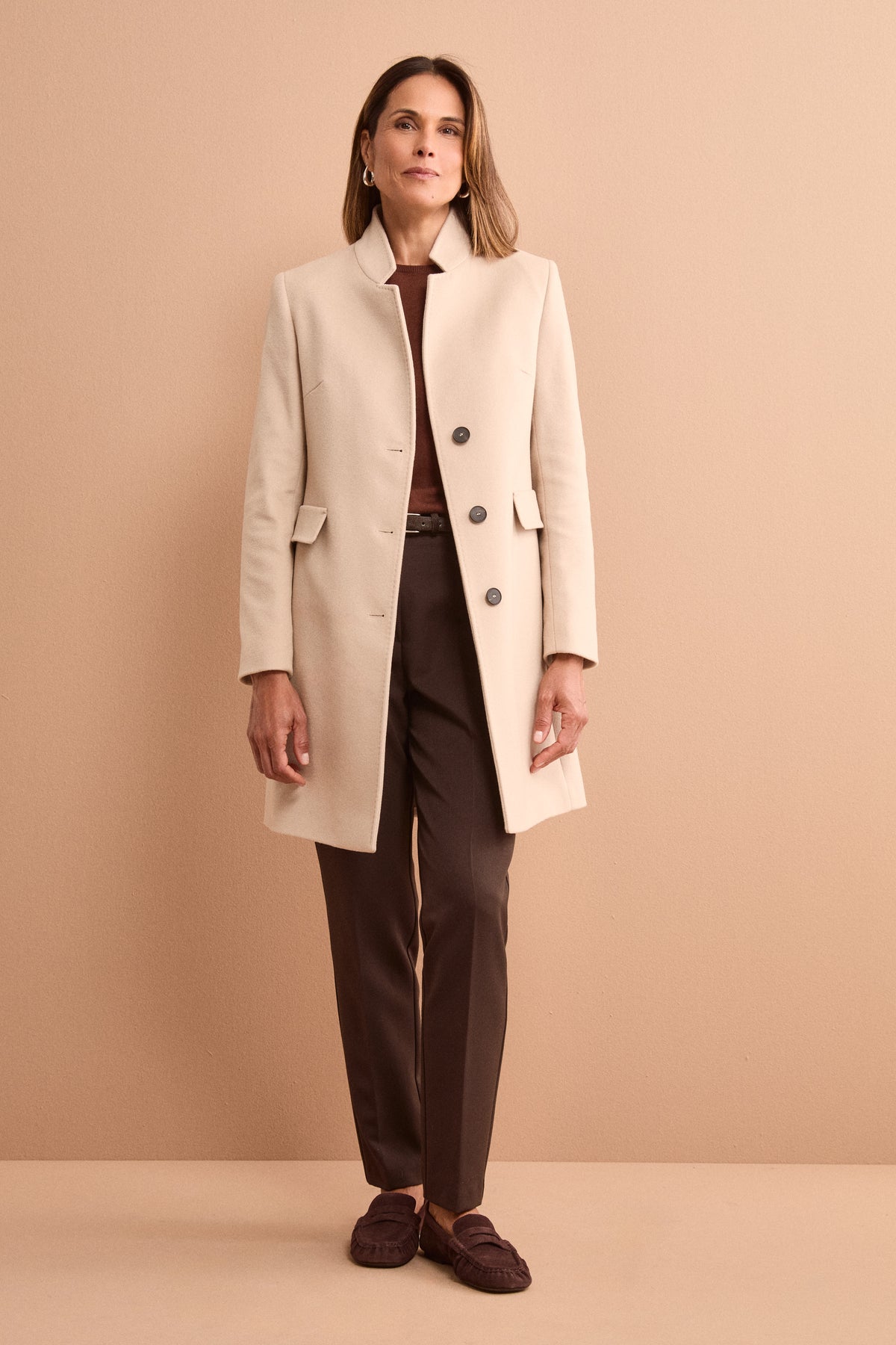 Cappotto Midi Sancrato in Misto Lana e Cashmere - GESSO