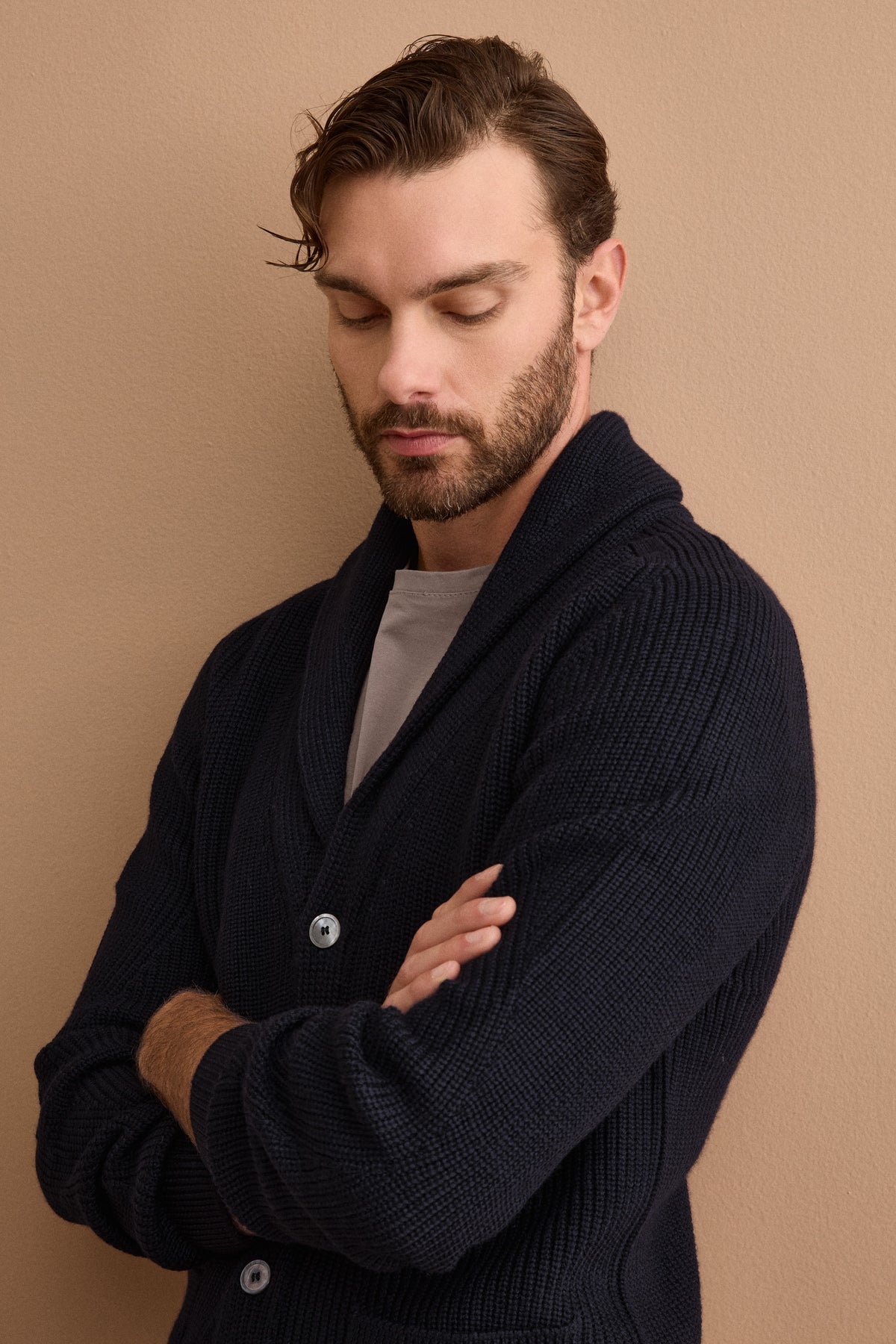 Cardigan in Lana Merino a Costa Inglese - BLU