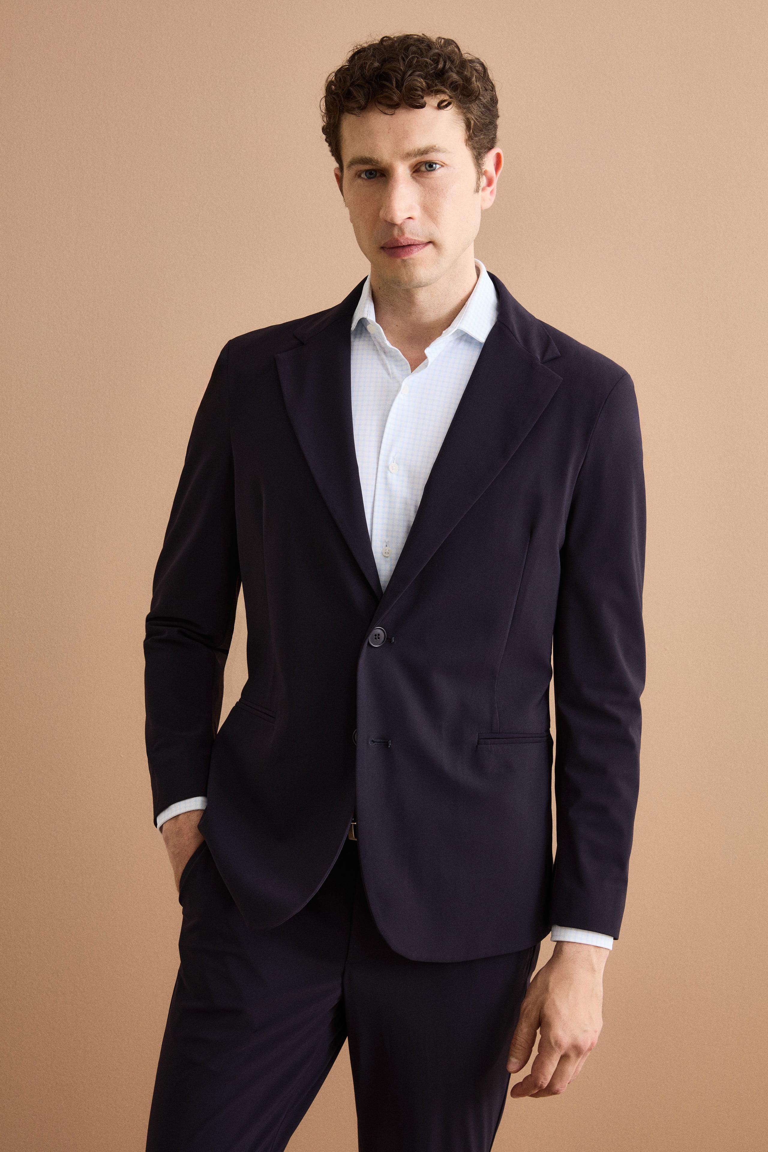 Abito Monopetto Semifoderato in Jersey - BLU